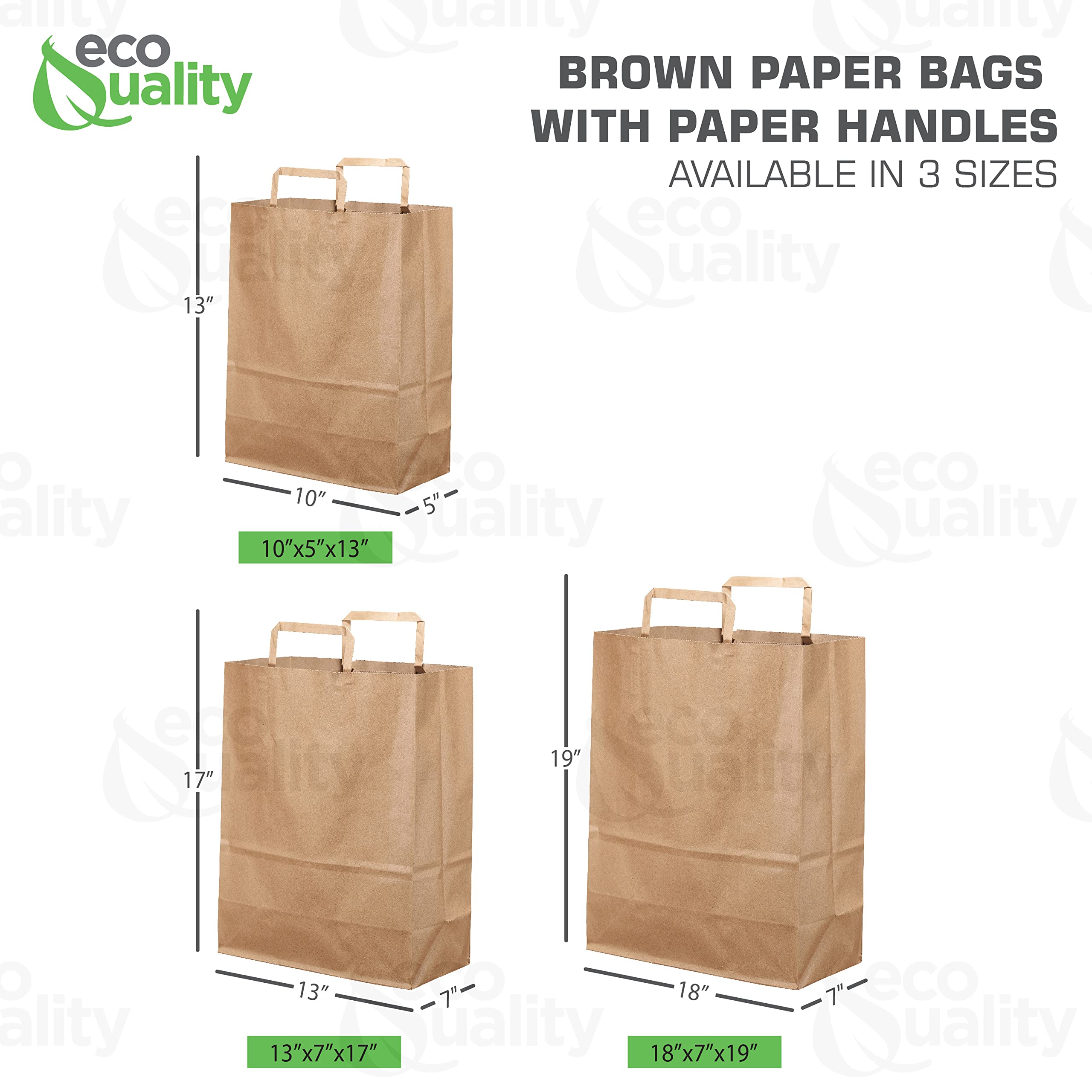 [250 Pack] Medium Kraft Brown Paper Bags with Handles 10