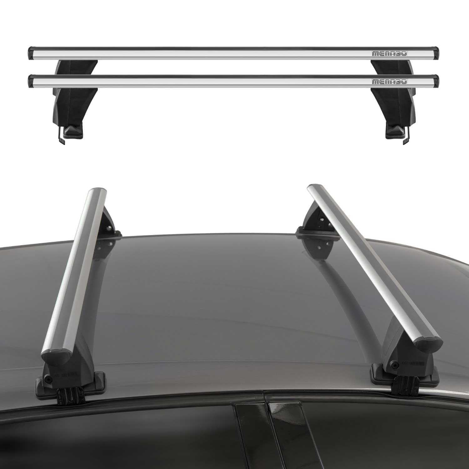 OMAC Universal Roof Rack Cross Bars for Mazda 6 (2018-2021) - 2-Piece Aluminum Anti-Theft Cargo Carrier System - Perfect for Kayak, Canoe, Surfboard, Ski, Snowboard & Camping Gear - Heavy Duty Gray Roof Rails for Outdoor Adventures