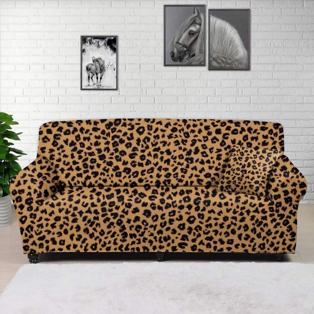 GOSTONG Leopard Print Stretch Sofa Slipcover - Universal Furniture Protector for Couch, Loveseat, Armchair & Big Sofa - Soft Living Room Decor for Home & Office Use