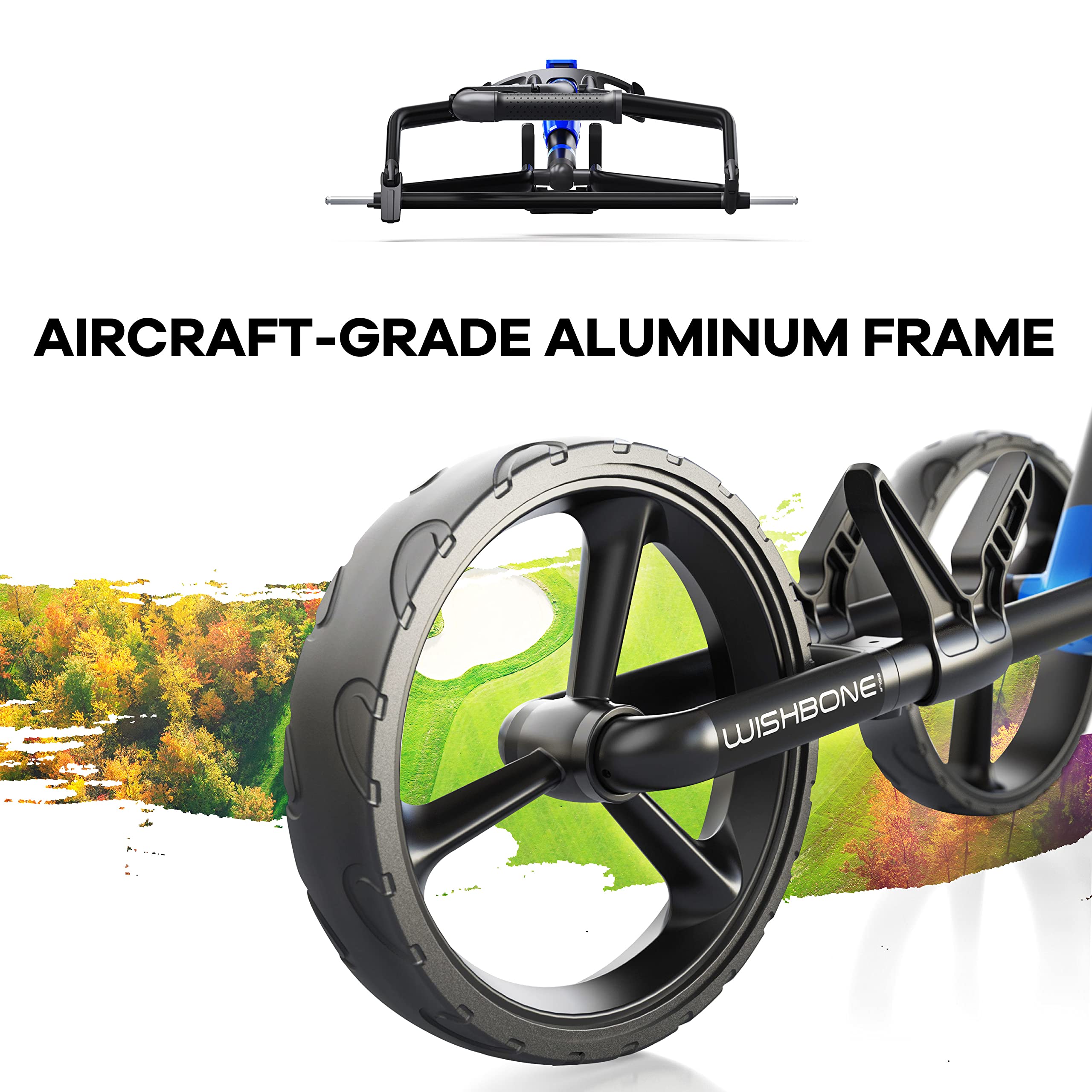 Lightweight Golf Push Cart with Wishbone Design - Premium Durable Materials for Easy Maneuvering | Perfect for Golfers, Seniors & Course Walking Enthusiasts