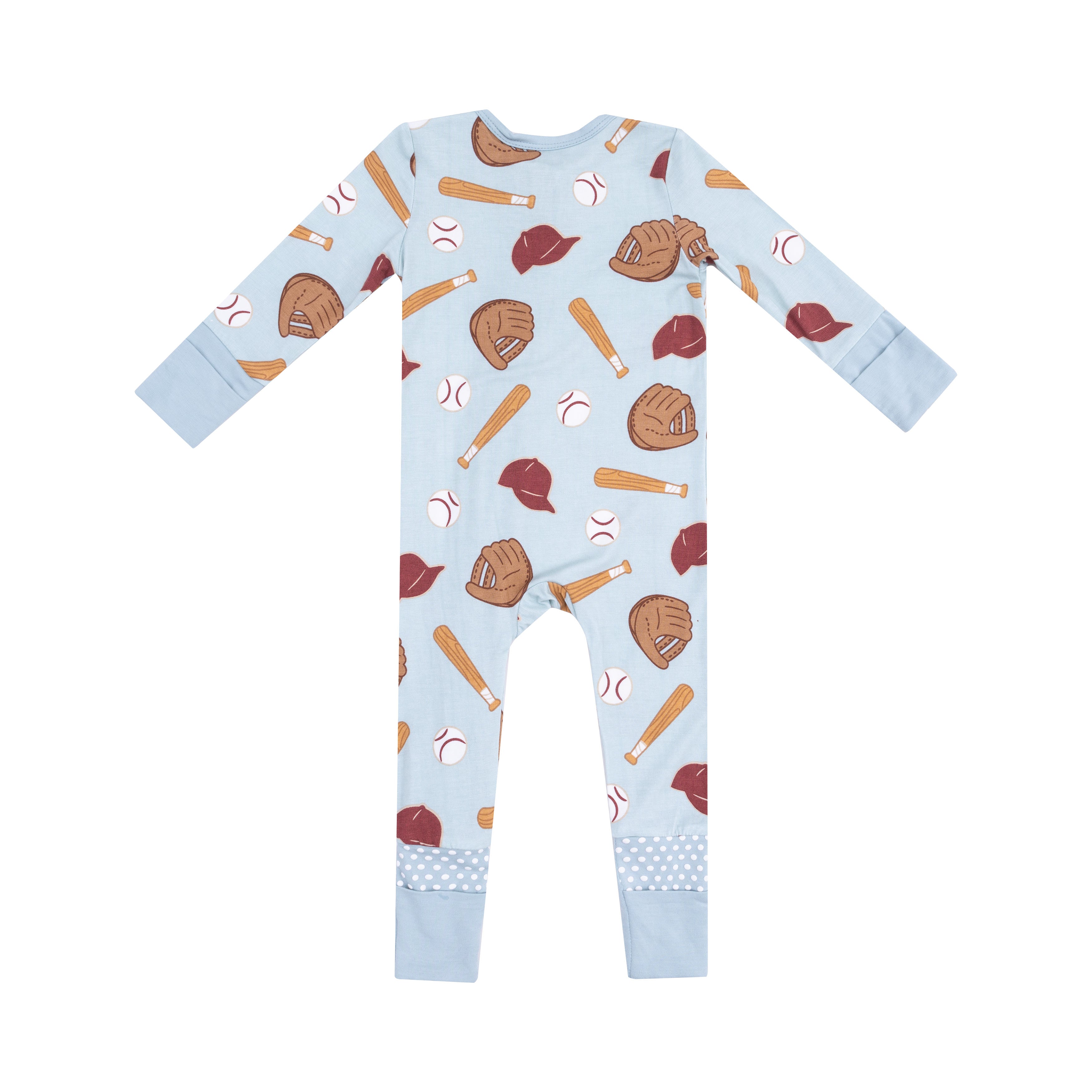Baseball Bamboo 2-Way Zipper Romper for Baby Boys & Girls - Soft & Breathable Jumpsuit for Playtime & Nursery