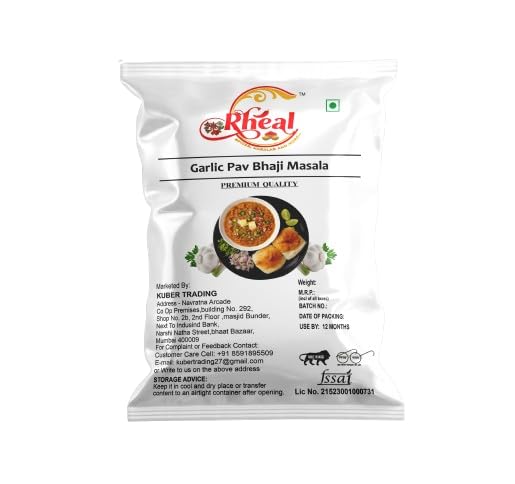 Rheal Garlic Pav Bhaji Masala - Pure & Natural Spice Blend (250g) | Authentic Indian Spice Mix for Pav Bhaji, Curries & Stir-Fries | Perfect for Home Cooking & Restaurant Use