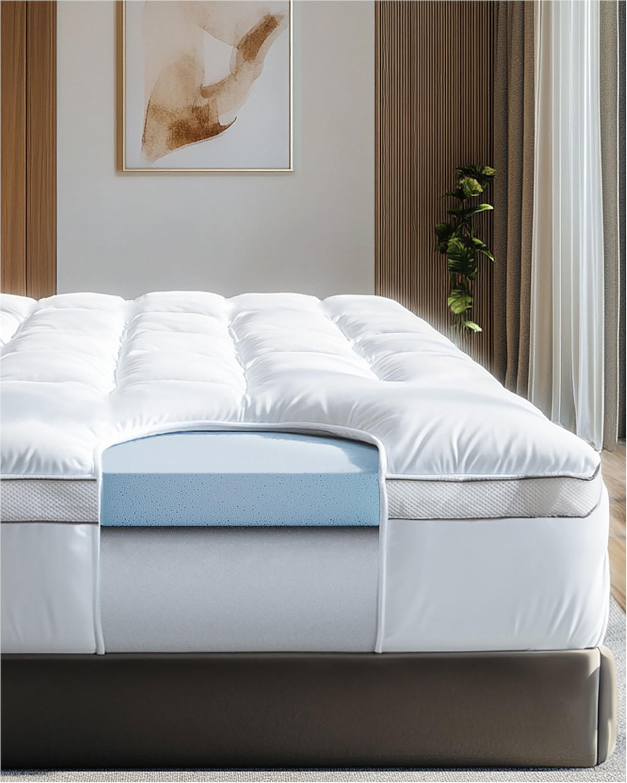 ViscoSoft 4 Inch Cooling Memory Foam Mattress Topper Twin XL - CertiPUR-US Certified Hybrid Dual Layer Mattress Pad for College Dorms & Guest Rooms - Pressure Relief for Back, Stomach & Side Sleepers