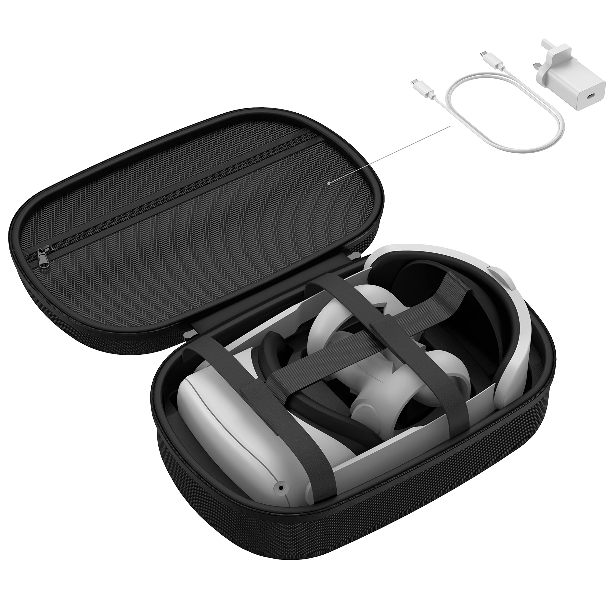 Premium VR Headset Storage Case for Meta Quest 2 & 3 - Protective Travel Carrying Bag with Padded Interior | Perfect for Gaming, Travel & Home Organization