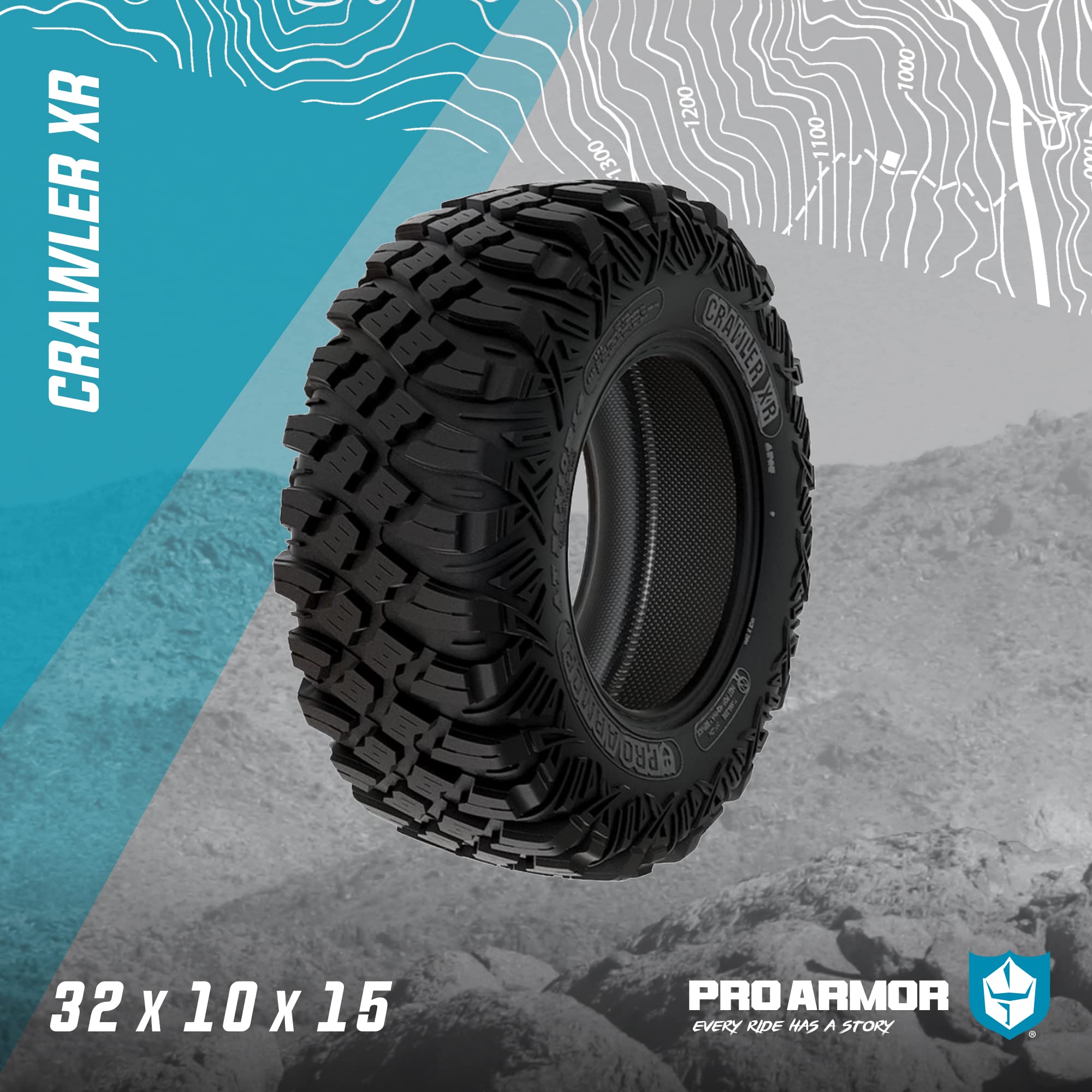 Pro Armor Crawler XR 32x10R15 All-Terrain UTV Tires - Heavy Duty Off-Road Performance for Mud, Sand & Rocky Terrain - Perfect for Trail Riding, Hunting & Farm Work