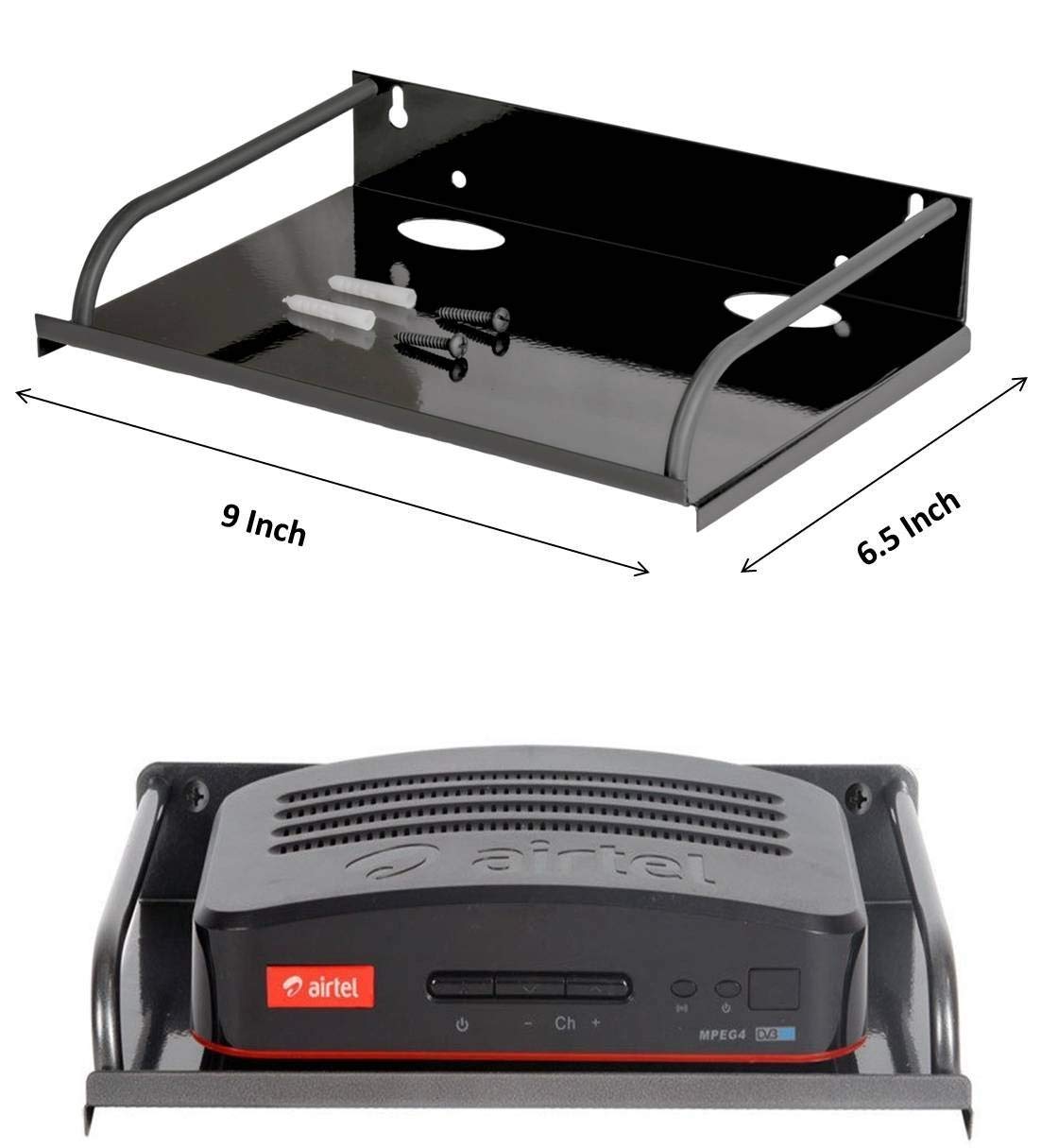 Universal VR Set Top Box & DTH Wall Mount Stand - WiFi Router Holder for All Types of Devices, Black | Perfect for Living Room, Bedroom & Office Organization