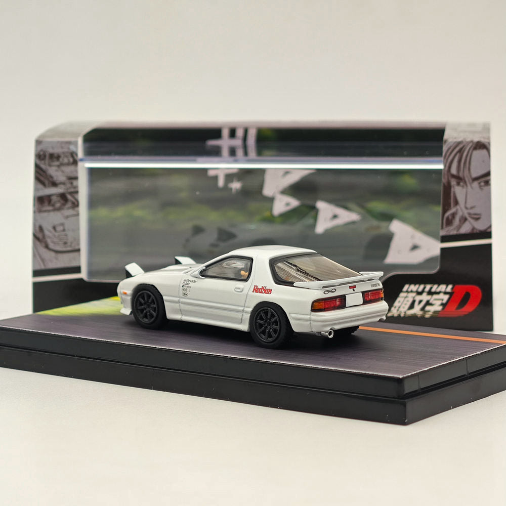 1/64 Scale Mazda RX-7 FC3S RedSuns Initial D Diecast Model Car with Open Headlights - HJ643043D Collectible for Anime Fans & Car Enthusiasts - Perfect for Display, Gifts, and Anime-Themed Collections