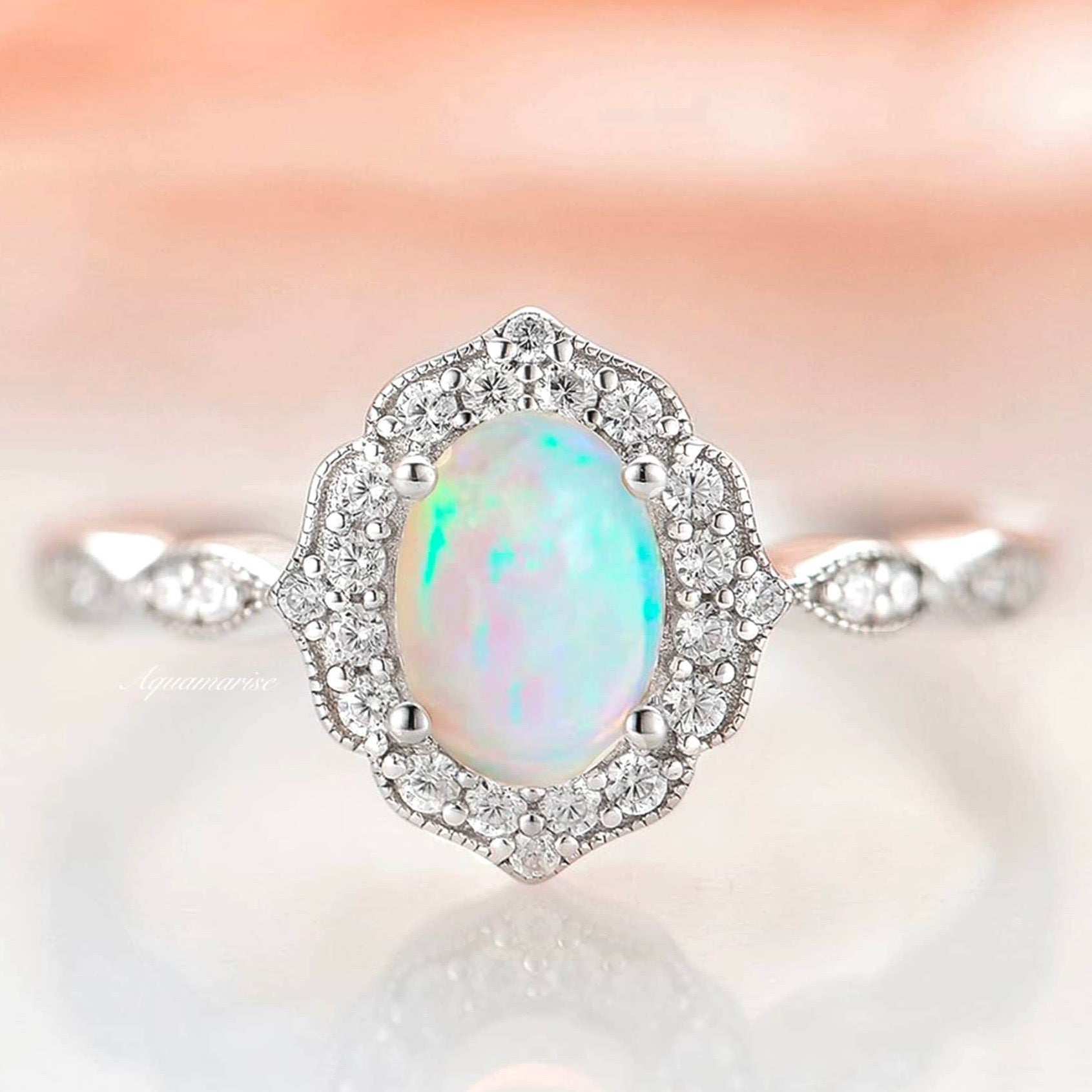 Exquisite Cordelia Australian Opal Ring in Sterling Silver – Elegant Jewelry for Women, Perfect for Weddings, Anniversaries & Special Occasions