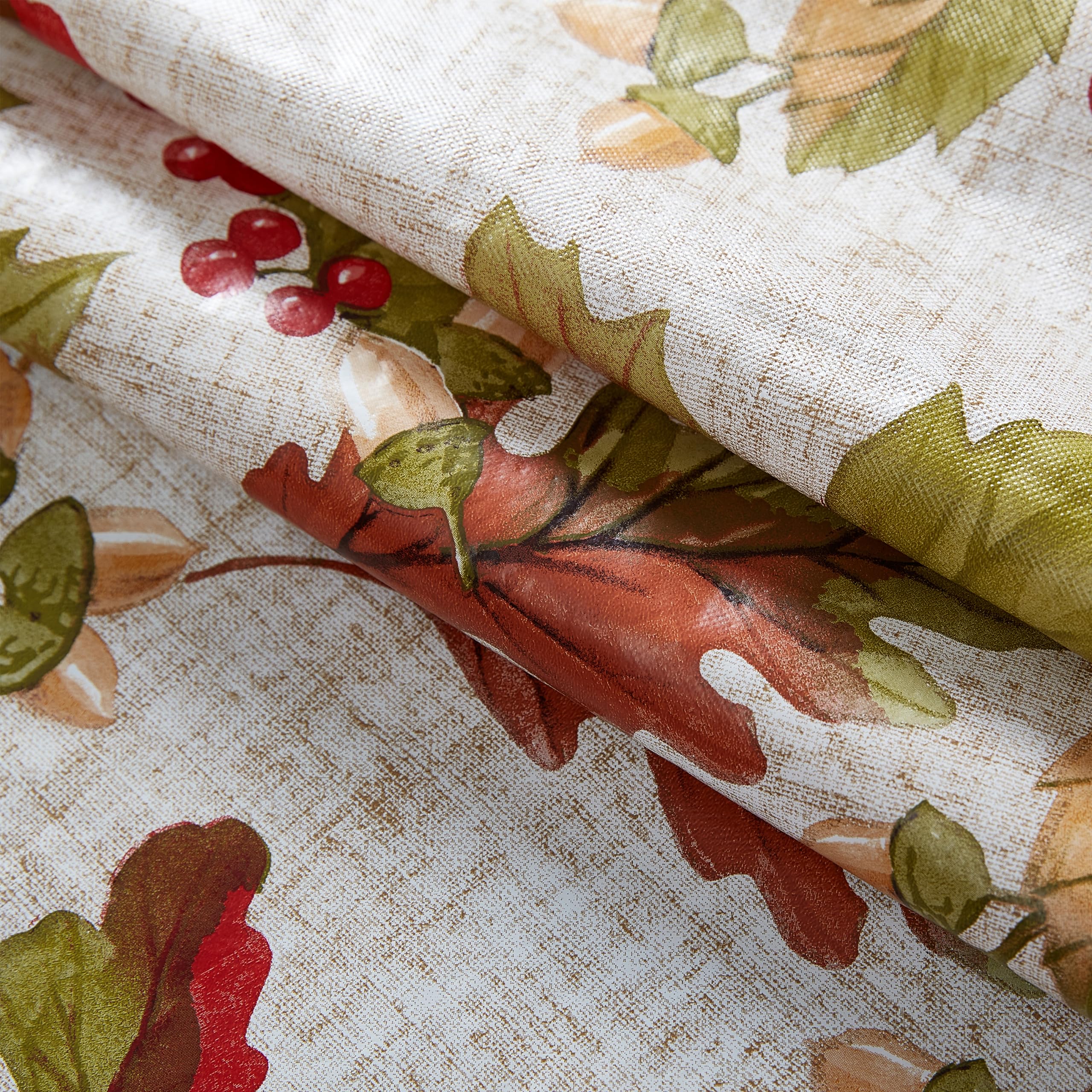 Newbridge Rustic Fall Acorn & Leaf Print Vinyl Flannel-Backed Tablecloth 60x120 Inch - Waterproof Autumn Thanksgiving Table Cover for Dining Room, Kitchen Decor & Seasonal Home Decoration | Perfect for Holiday Gatherings, Family Dinners & Cozy Fall Entertaining