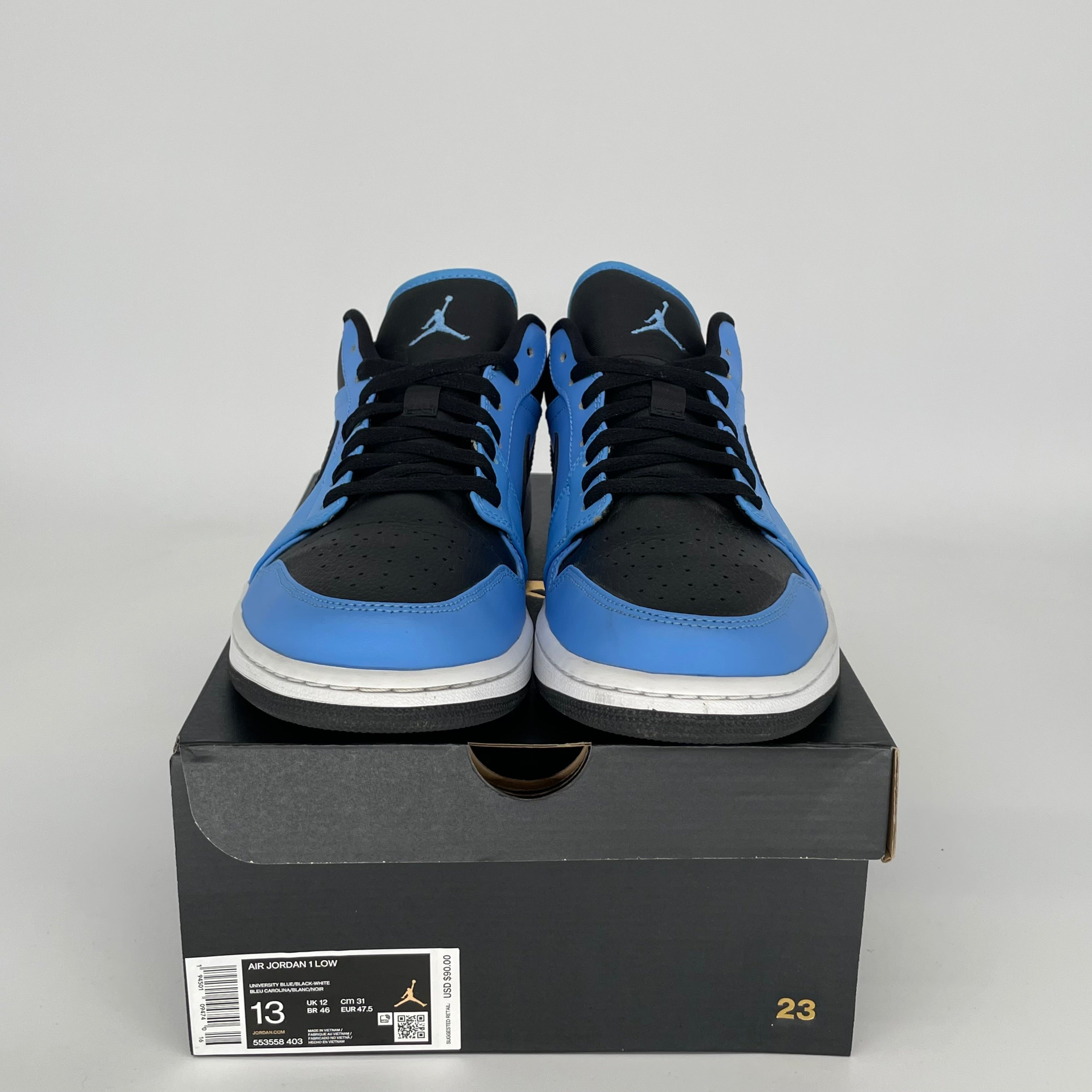 AIR JORDAN 1 LOW UNIVERSITY BLUE BLACK Men's Basketball Shoes Size 13 (553558-403) - Perfect for Casual Wear, Street Fashion & Sneaker Collectors