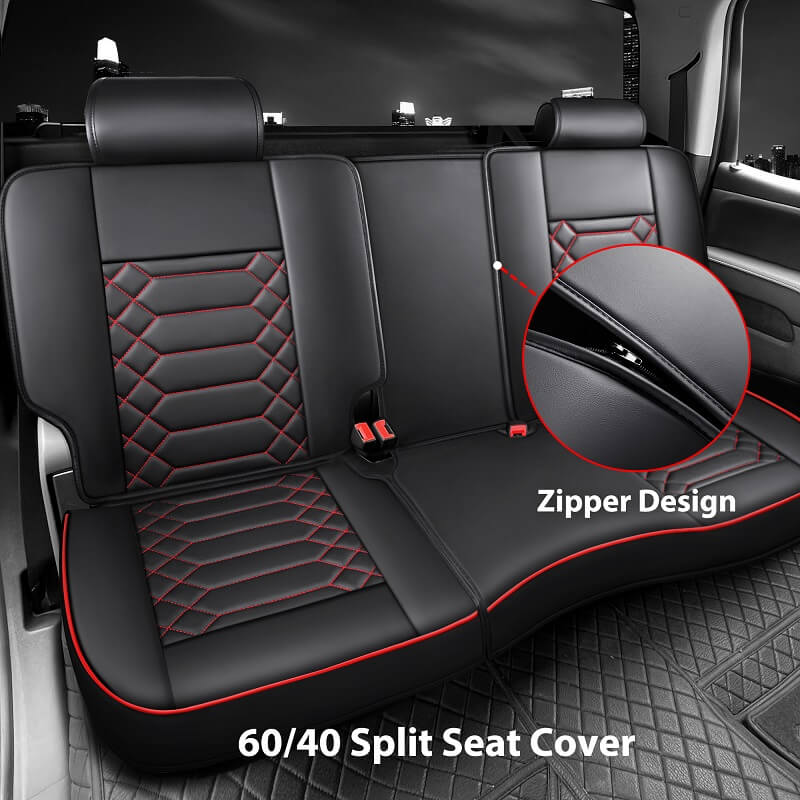 Premium Universal Seat Covers for Chevrolet Silverado - Black & Red Design - Durable Protection for Truck Seats - Perfect for Work, Off-Road & Daily Commuting