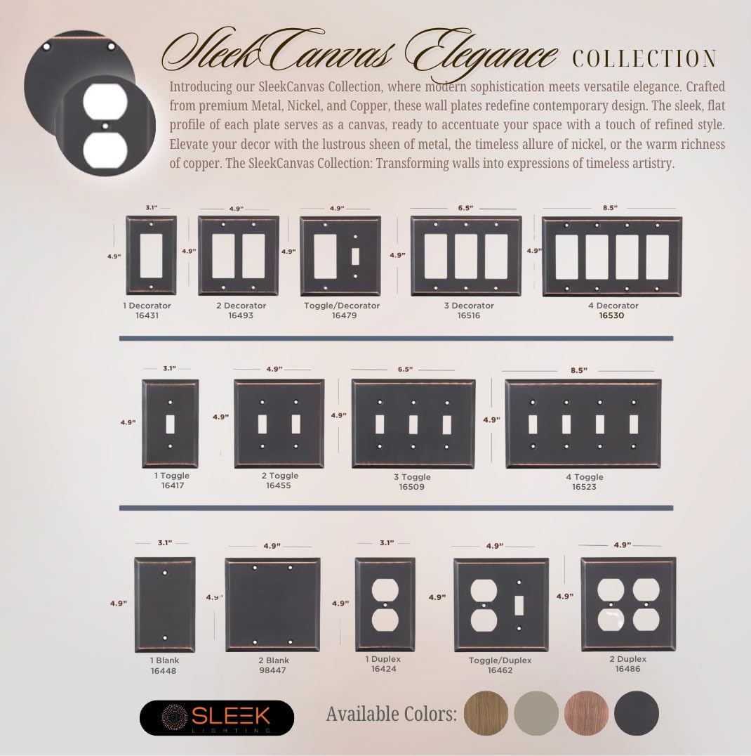 Oil Rubbed Bronze Outlet Covers and Switch Plates - Decorative Wall Plate Light Switch Cover (3 Gang Decorator, 2 Pack) - Variety of Styles for Home & Office Decor