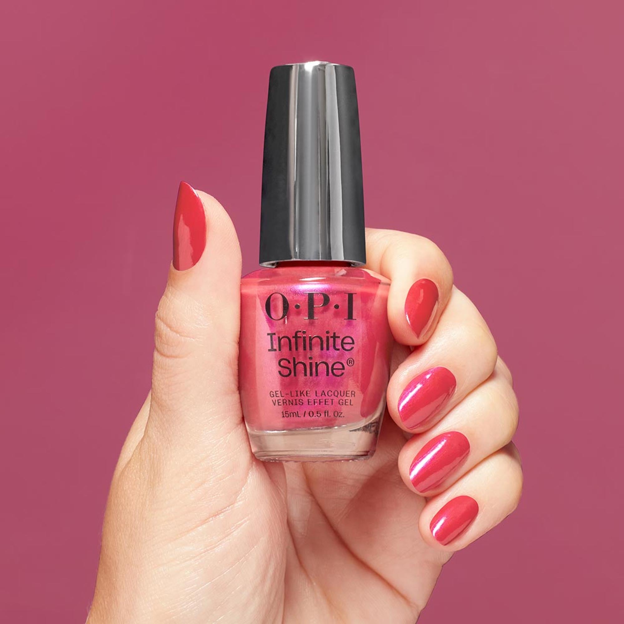 OPI Infinite Shine Long-Lasting Nail Polish - Strawberry Margarita (15ml) - Gel-Like Shine & 11-Day Wear - Perfect for Summer Nails & Pedicures