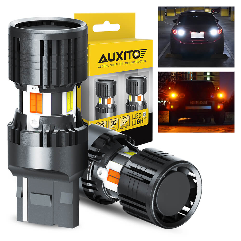 AUXITO CANBUS 7443 7444NA Switchback LED Bulbs with Built-in Resistor - Anti Hyper Flash 7443A 7444NAK T20 Dual Color Amber Turn Signal & White DRL/Parking Lights - Perfect for Car, Truck, SUV Headlight Upgrades