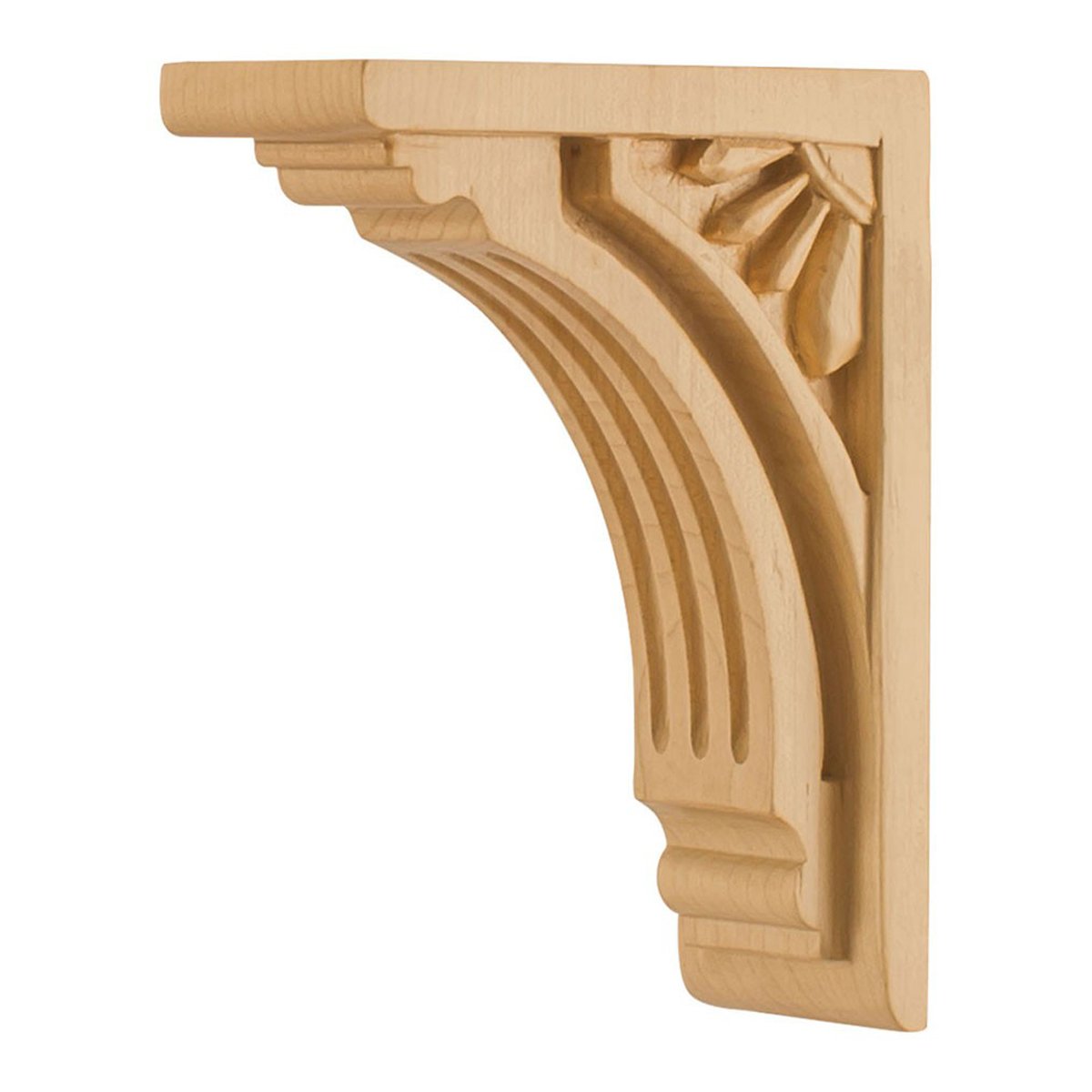 2 x 4 5/8 x 6 Inch Alder Wood Art Deco Corbel Brackets - Decorative Shelf Supports for Cabinets, Shelves & Home Decor - Pair of Rustic Wooden Corbels for Interior Design & DIY Projects