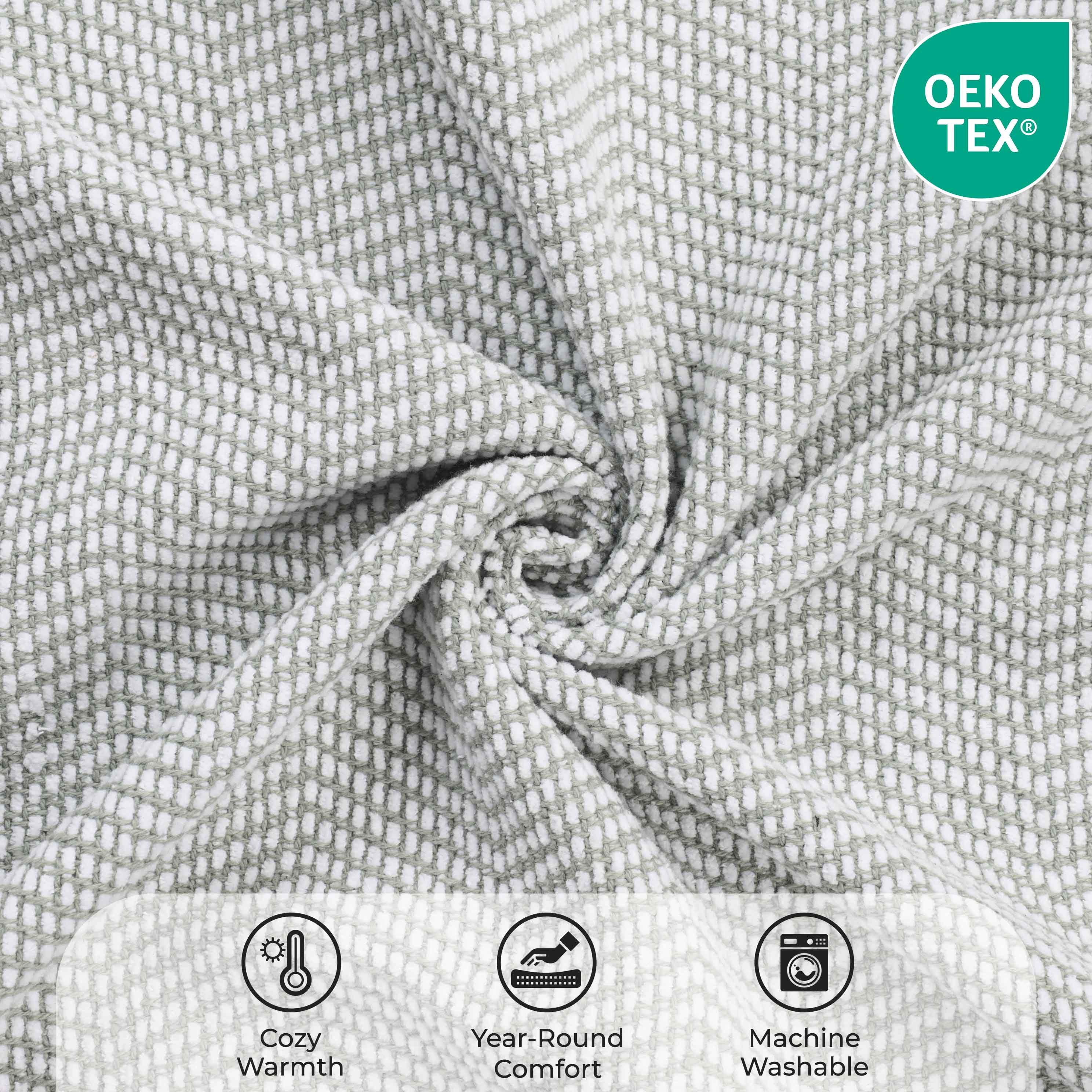 Soft Maya Chenille Herringbone Cotton Blanket - Medium Weight Throw for Bed, Sofa & Couch - Cozy Home Decor & Gift Idea