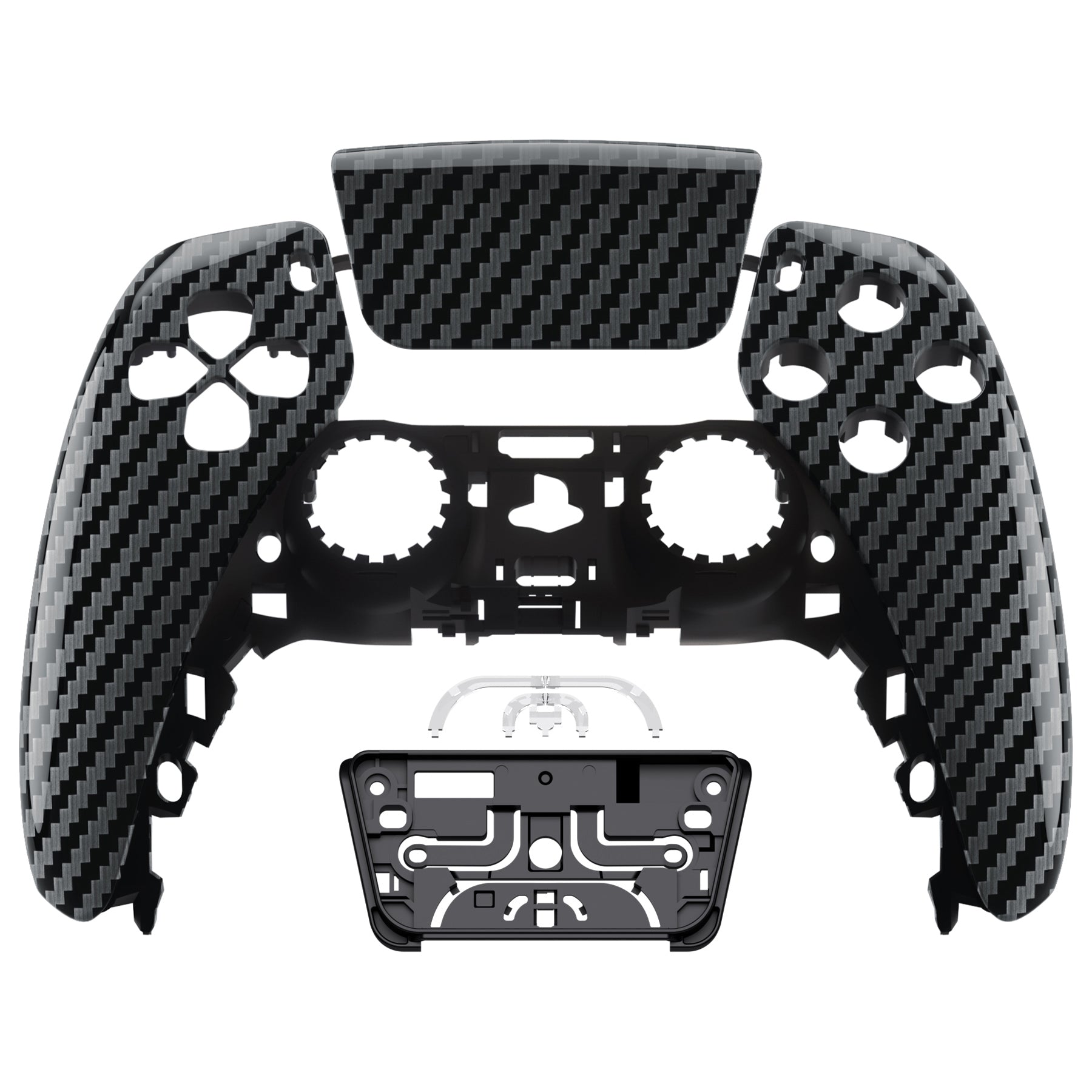 eXtremeRate PS5 Controller Front Housing Shell Replacement - Compatible with BDM 010/020/030/040/050 - Graphite Carbon Fiber Design - Perfect for Gaming, Customization & Controller Repair