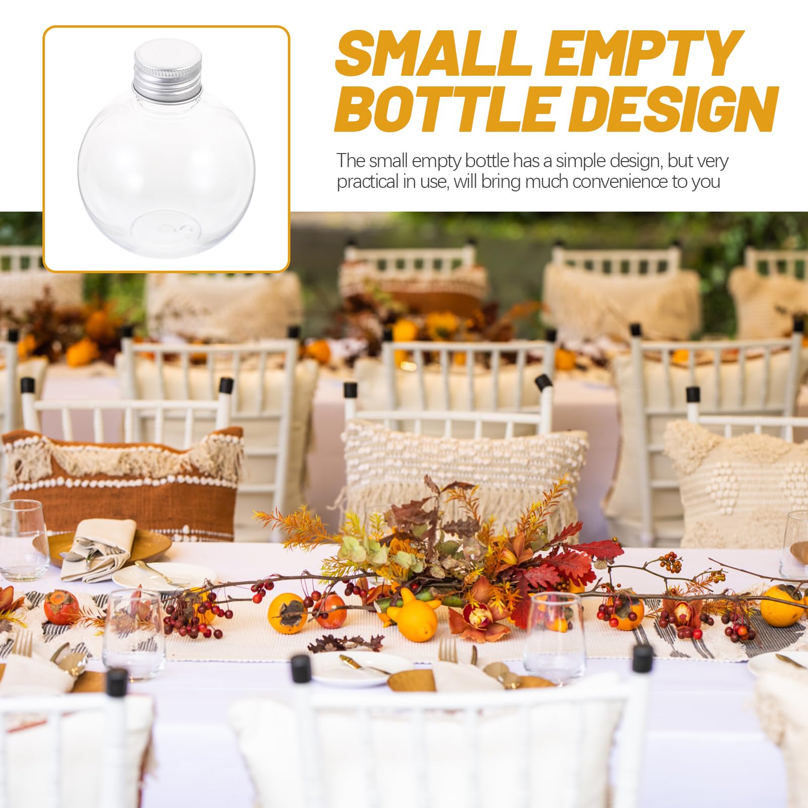 ARTIBETTER 10-Pack Clear Spherical Drink Bottles - Decorative Juice Containers for Pets, Parties & Home Decor | BPA-Free, Reusable & Leak-Proof