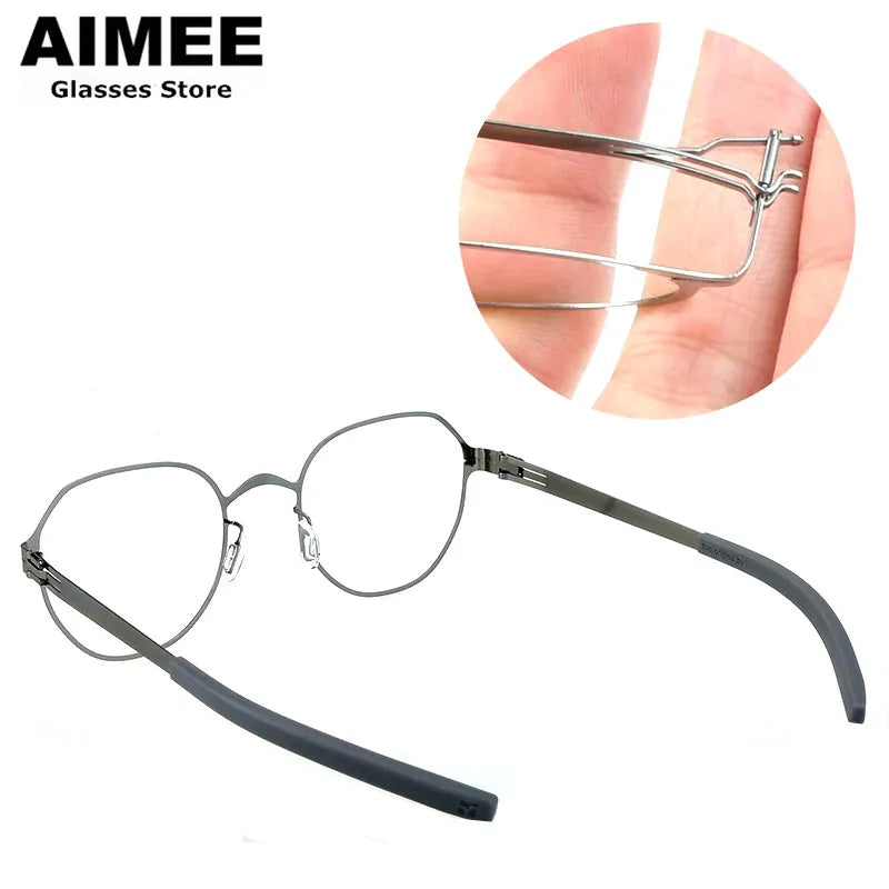 Aimee Women's Full Rim Oval Square Screwless Steel Eyeglasses 1177 - Lightweight Metal Frame Glasses for Work, Reading & Fashion