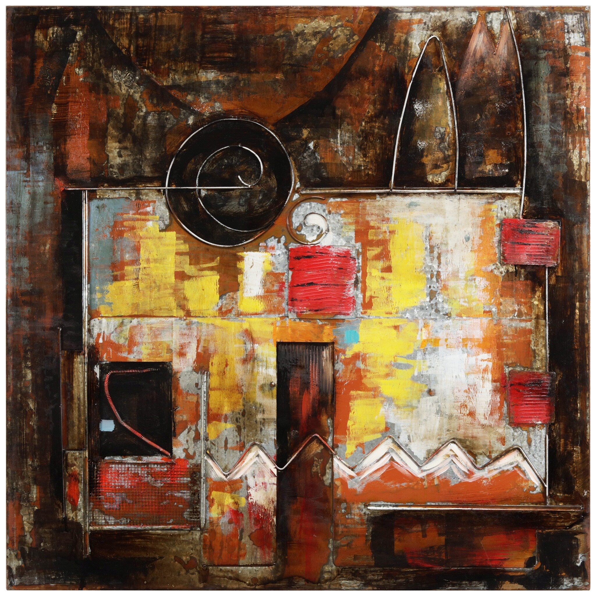 Abstract Mixed Media Iron Hand-Painted Dimensional Wall Art Decor - Modern Home & Office Wall Decor for Living Room, Bedroom, Dining Area