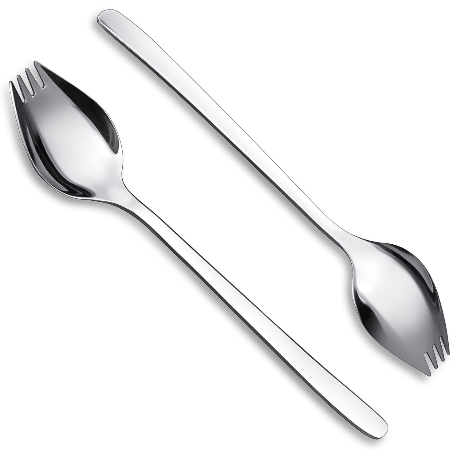 KAISHANE 6-Piece Stainless Steel Sporks Set for Picnics, Travel & Desserts