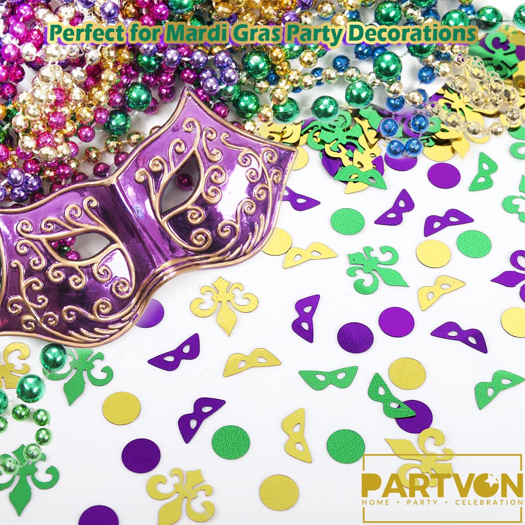 Mardi Gras Party Decorations - Masquerade Fleur De Lis Confetti, Table Centerpieces & Sequins for New Orleans Carnival Theme Birthday Celebrations | Perfect for Mardi Gras Parties, Masquerade Balls & Festive Home Decor