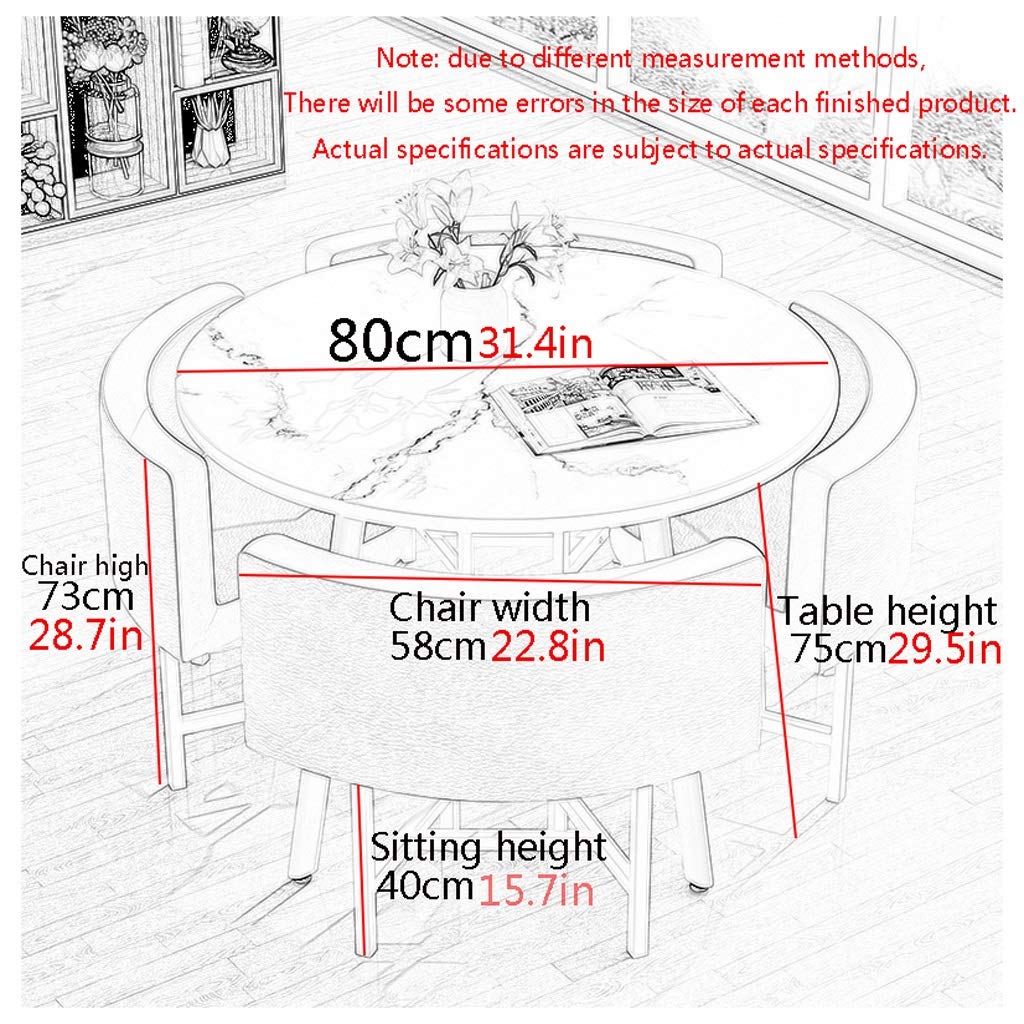 Modern Round Table and 4 Leather Chairs Set - Army Green Balcony, Living Room, Dining & Office Furniture for Coffee Shop, Beauty Salon, Meeting Room & Lounge - Perfect for Leisure, Work & Social Gatherings