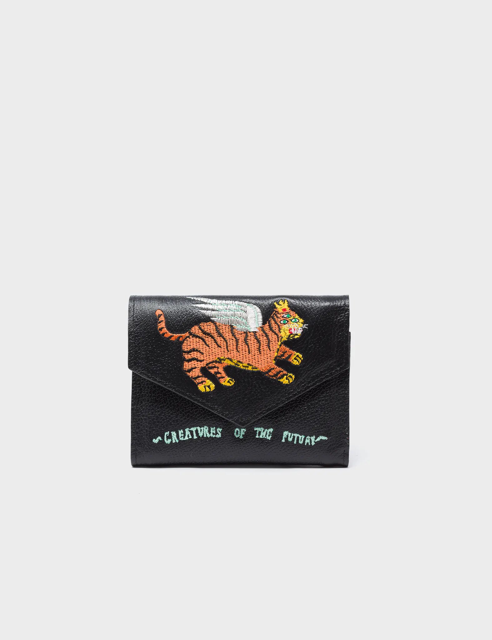 Fiona Genuine Black Leather Wallet - Creatures of the Future Design - Stylish & Durable for Everyday Use, Travel & Gifts