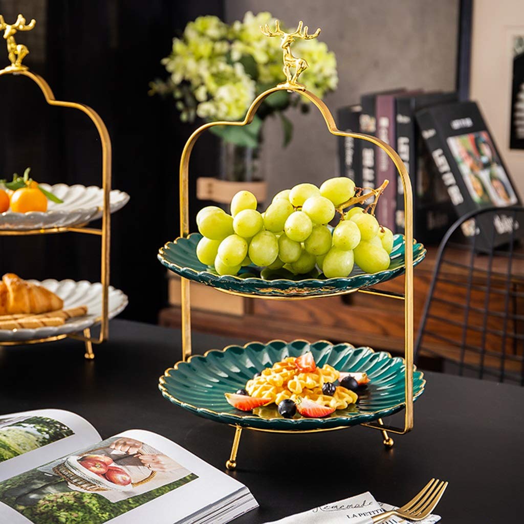 Premium 3-Tier Afternoon Tea Stand - White Buffet Dessert Display Rack for Bread, Fruits & Nuts (27.5x42cm) - Perfect for Hotel Catering, Bridal Showers & High Tea Parties