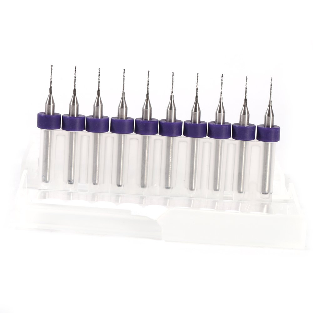 10pcs Carbide Micro Drill Bits Set for PCB & Circuit Boards - 0.5mm CNC SMT Tools | Precision Drilling for Electronics Repair & DIY Projects