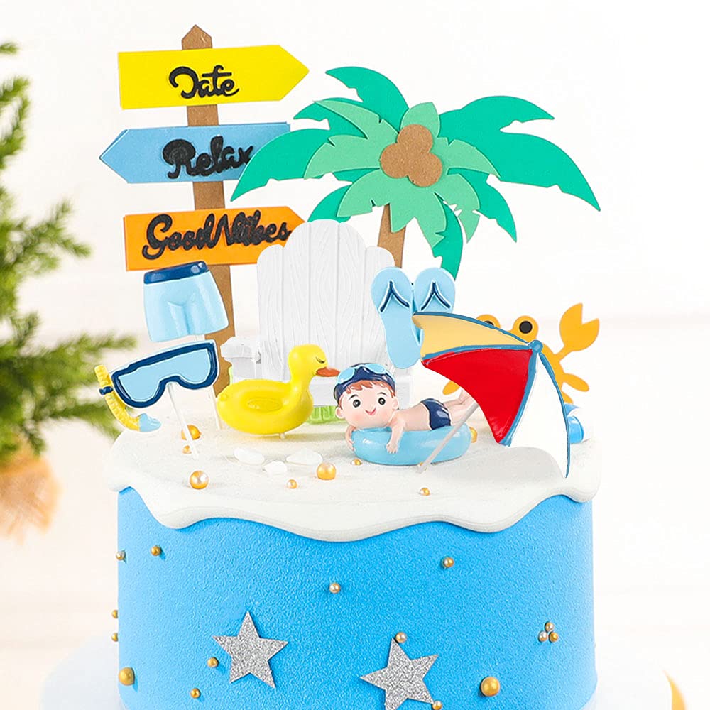 Swimming Pool Cake Topper & Beach Cake Decoration - Summer Birthday Party Supplies for Pool Parties, Beach Themed Cakes, and Summer Celebrations