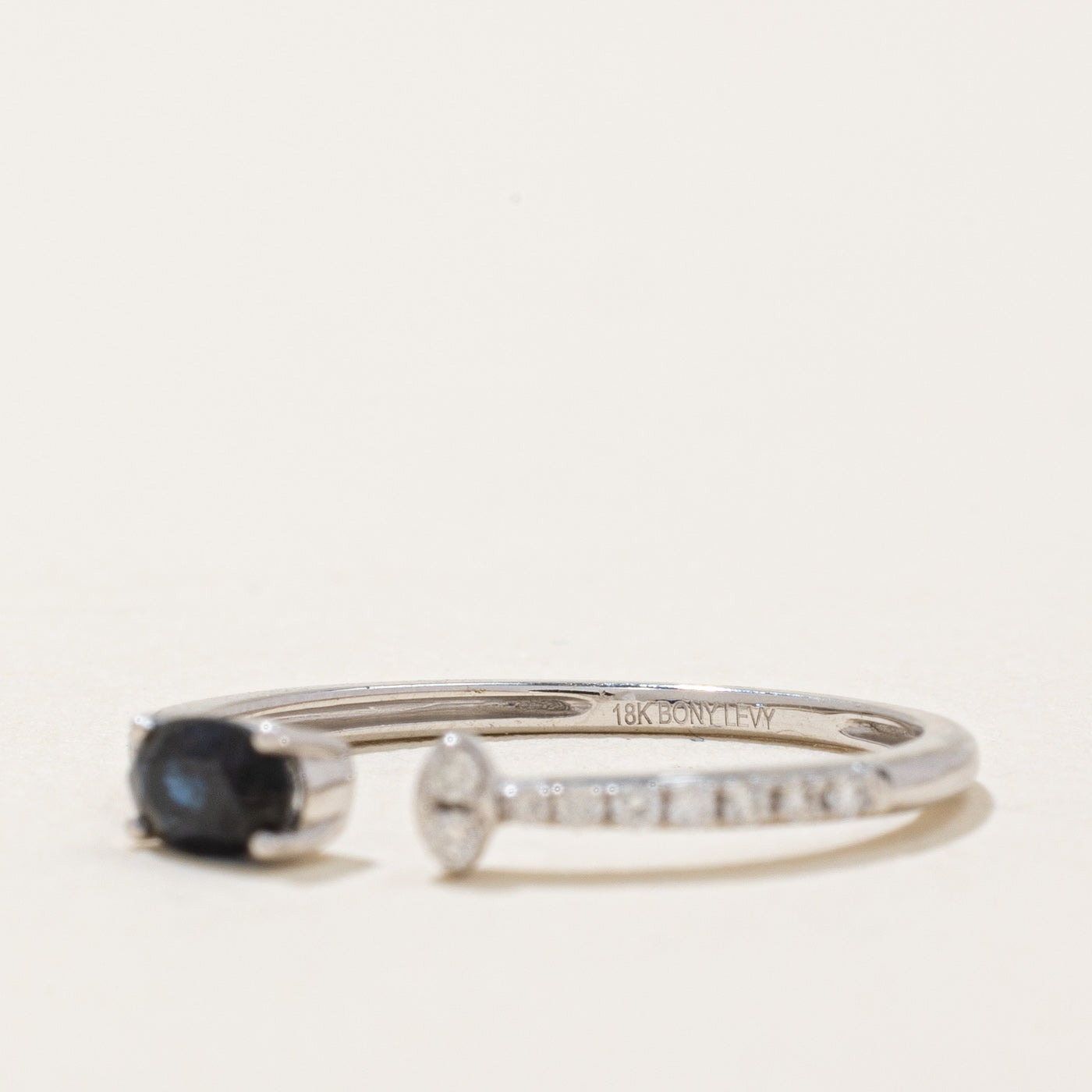 Elegant 0.36ct Sapphire & 0.07ct Diamond Open Ring - Size 5.5 | Dainty Stackable Ring for Women | Perfect for Engagement, Anniversary & Everyday Wear