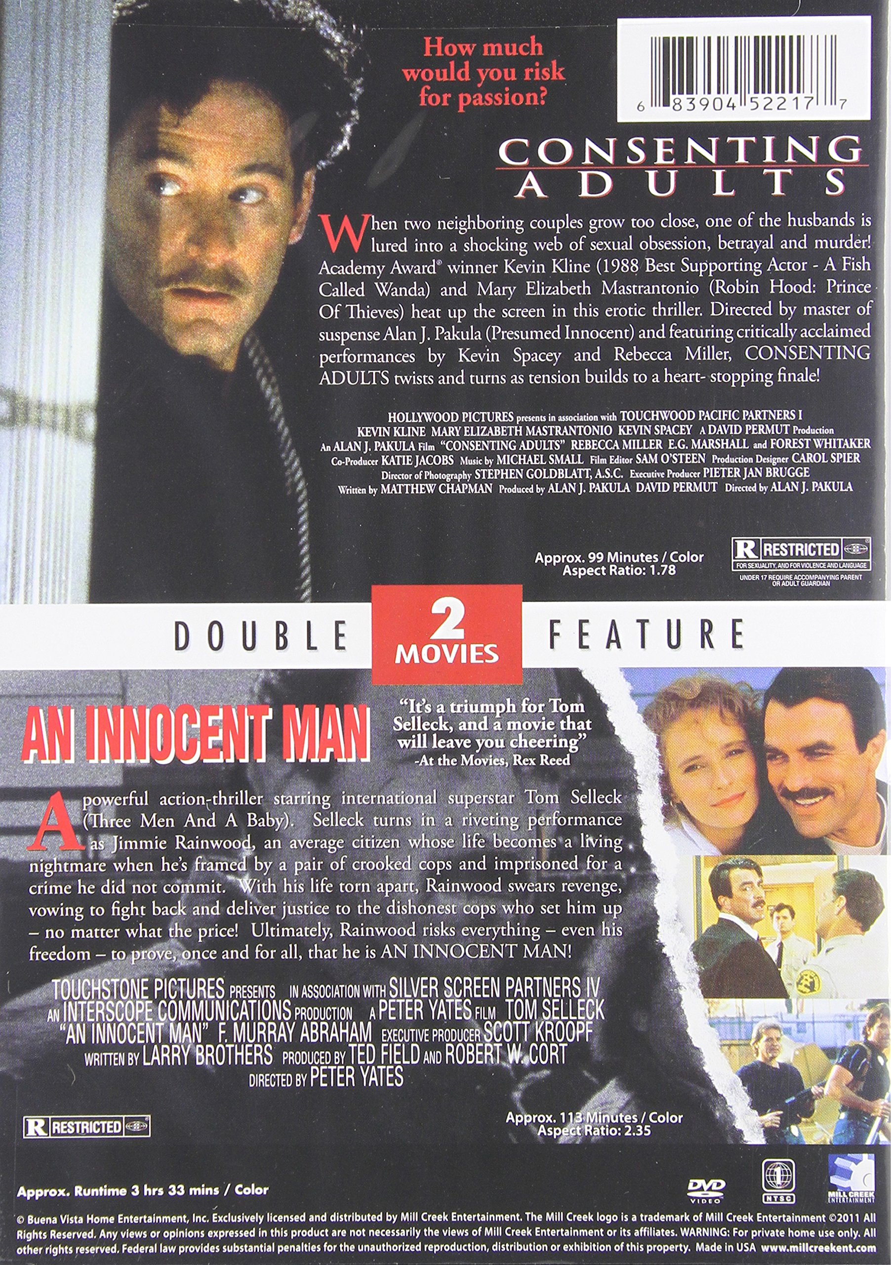 Consenting Adults & An Innocent Man - Classic Thriller Movies for Date Night & Home Theater Entertainment