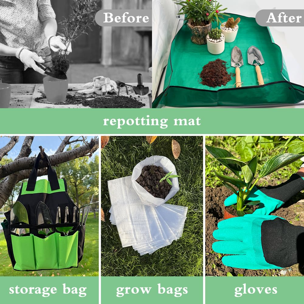 Premium Stainless Steel Garden Tools Set - 10-Piece Gardening Kit with Durable Storage Bag - Essential Planting Tools for Women & Men - Perfect for Home Gardening, Landscaping & Outdoor Activities