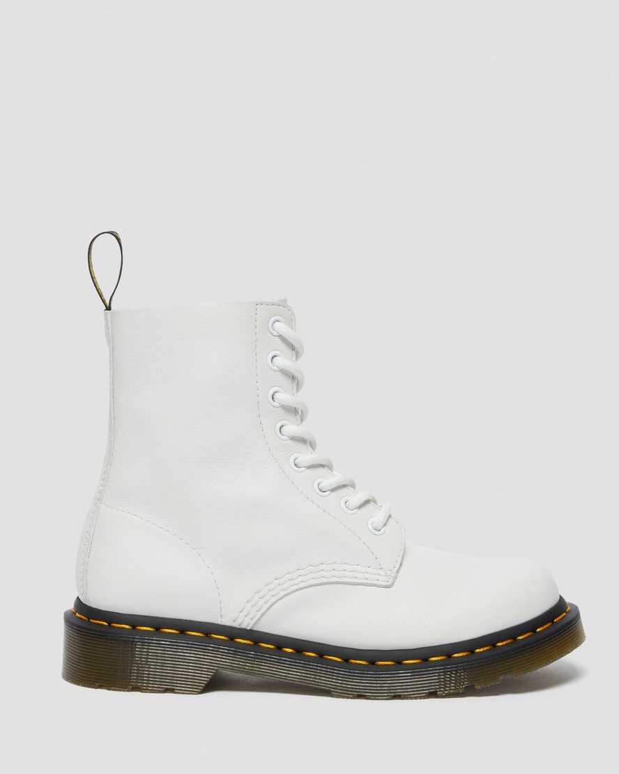 Dr. Martens 1460 Pascal Virginia Optical White Boots for Women - Classic 8-Eye Lace-Up Ankle Boots | Perfect for Casual Wear, Street Style & Punk Fashion
