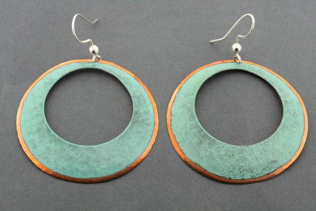 Vintage Copper Patina Hoop Earrings - 50mm Large Statement Jewelry for Women - Boho Chic & Retro Style - Perfect for Parties, Weddings & Everyday Wear