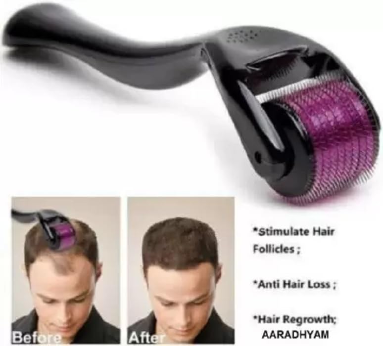 Redtize 0.5mm Titanium Micro Needle Roller for Hair Growth - 540 Medical Grade Needles | Repair Damaged Hair & Stimulate Follicles | Reduce Hair Loss & Thicken Hair | Easy to Use at Home | Perfect for Men & Women with Thinning Hair