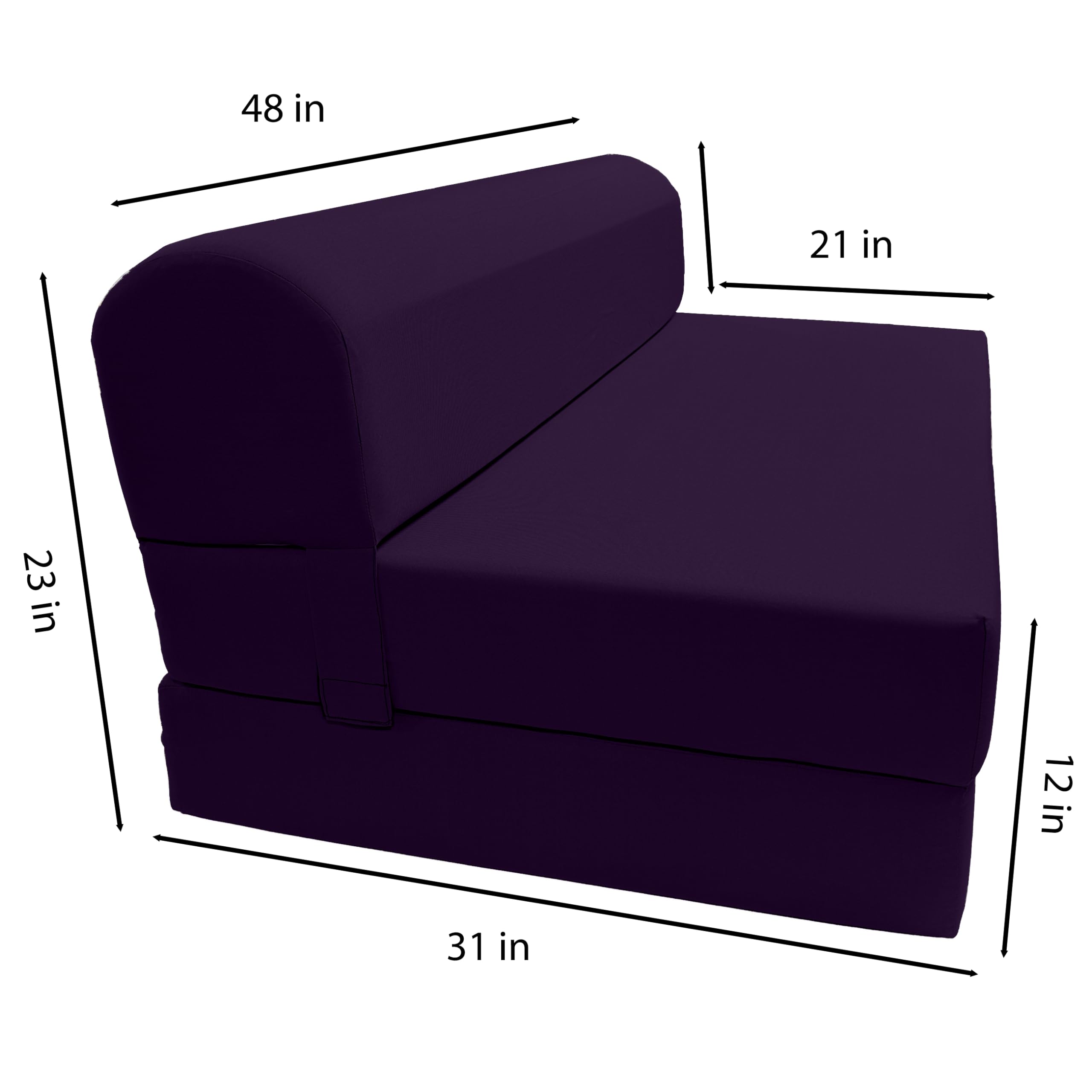 D&D Futon Furniture Sleeper Chair Folding Bed - Convertible Studio Sofa Guest Bed with High Density Foam Mattress (72