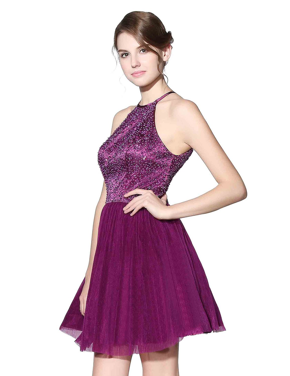 Sarahbridal Women's Short Tulle Beaded Homecoming Dress 2024 - Sparkling Prom Party Gown for Semi-Formal Dances, Sweet 16 Parties & Cocktail Events