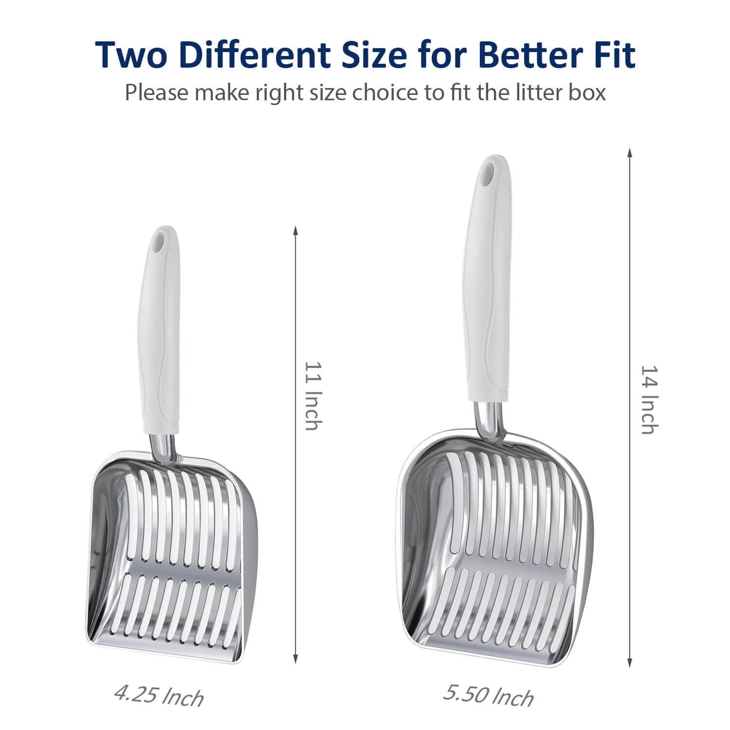 WePet Heavy Duty Aluminum Alloy Cat Litter Scoop - Long Handle Deep Shovel with Sifter for Easy Poop Cleaning - Durable Metal Scooper for Litter Box - Perfect for Multi-Cat Households & Large Litter Boxes