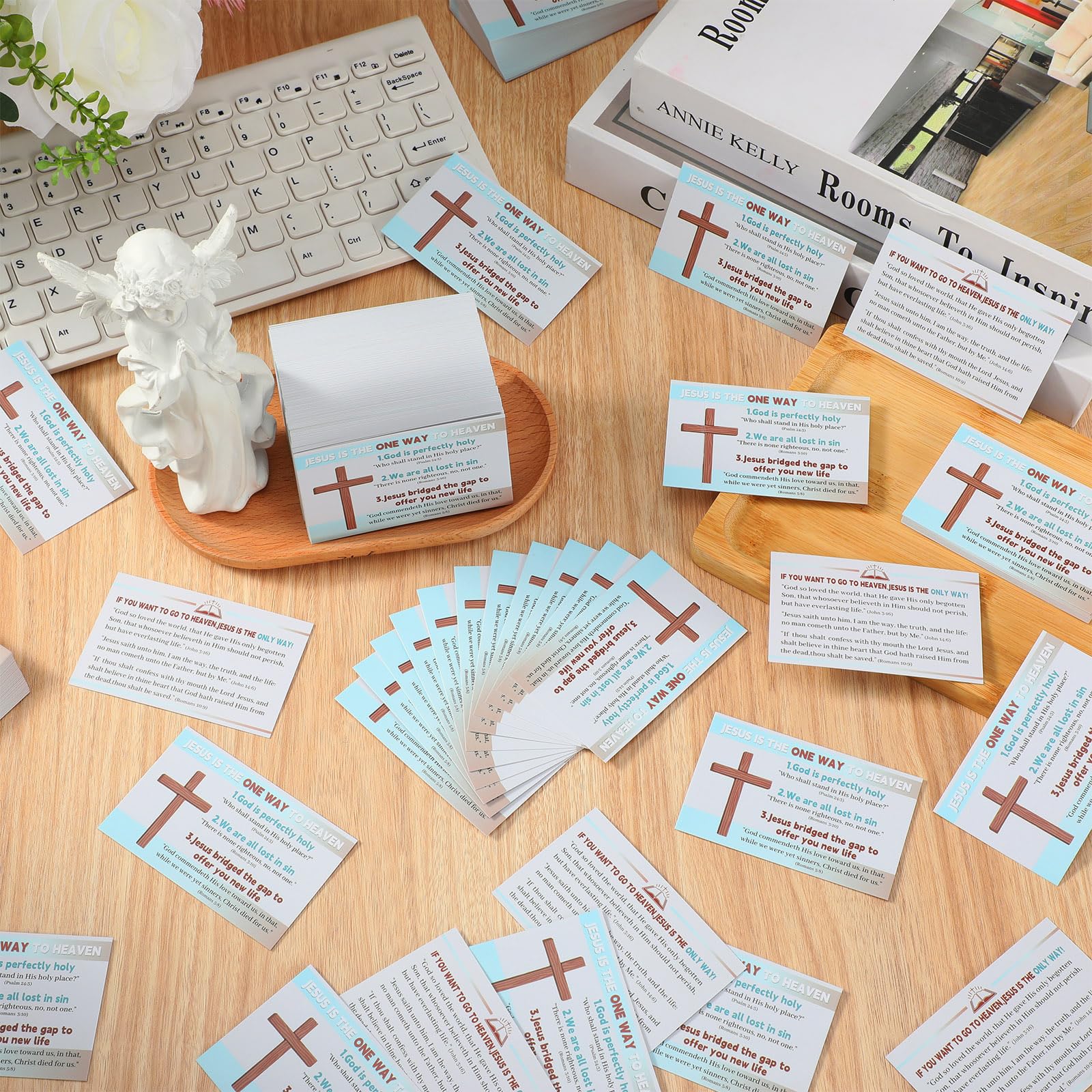 300 Pcs Gospel Tract Cards - Plan of Salvation Bible Tracts, Prayer Postcards & Christian Bookmarks Bulk Pack - Pocket Holy Cards for Women & Men - Ministering Tool (Jesus Is The One Way) - Perfect for Church Outreach, Bible Study & Christian Gifts