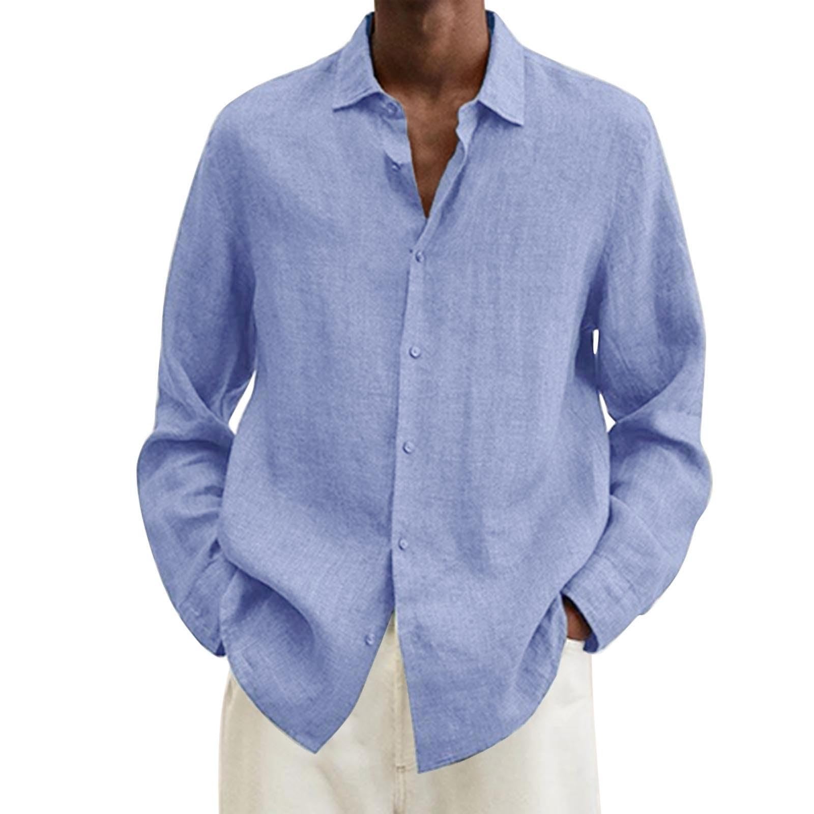 Men's Stylish Casual Linen Dress Shirts - Long Sleeve Button Down Chambray Shirt for Summer, Beach, Hawaiian Vacation & Wedding | Breathable Comfort for Office, Outdoor & Special Occasions