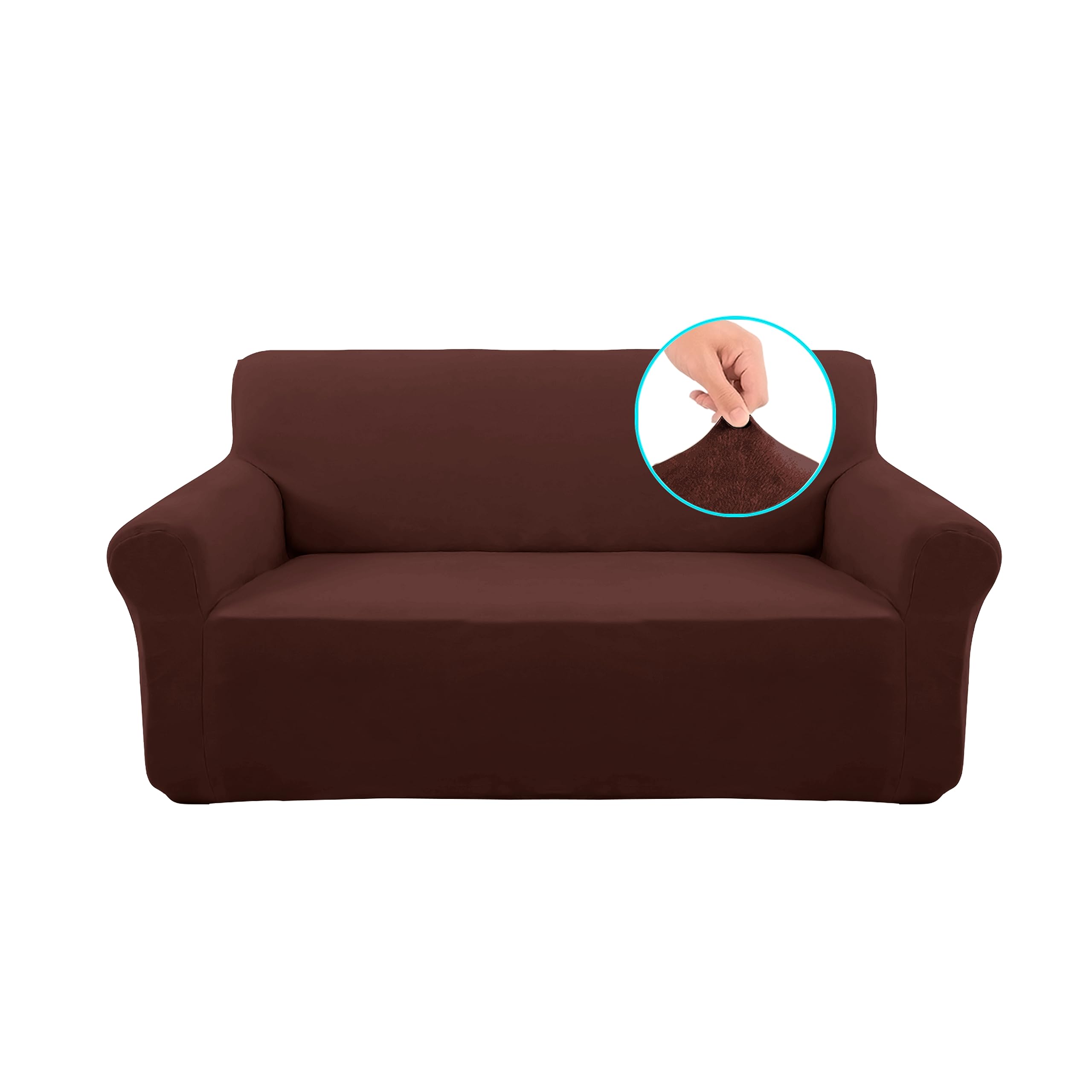 U-NICE HOME Velvet Stretch Loveseat Sofa Cover - Furniture Protector Slipcover for Dogs, Medium Size, Chocolate Brown - Perfect for Pet Owners & Living Room Decor