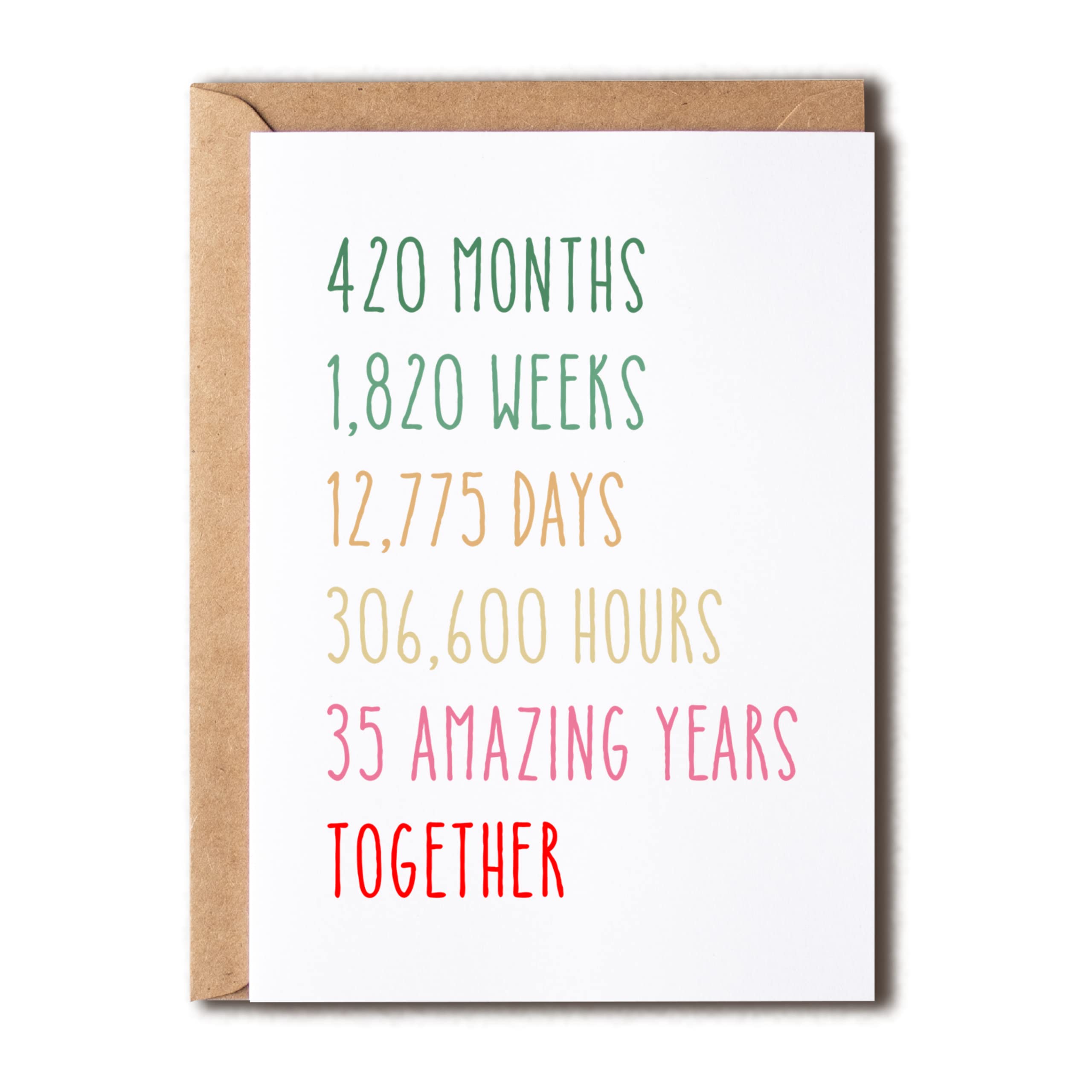 Funny 35th Wedding Anniversary Card for Couples - Humorous 35 Years Marriage Card for Him & Her - Premium Quality 35th Anniversary Greeting Card - Perfect for Milestone Celebrations & Gift Giving