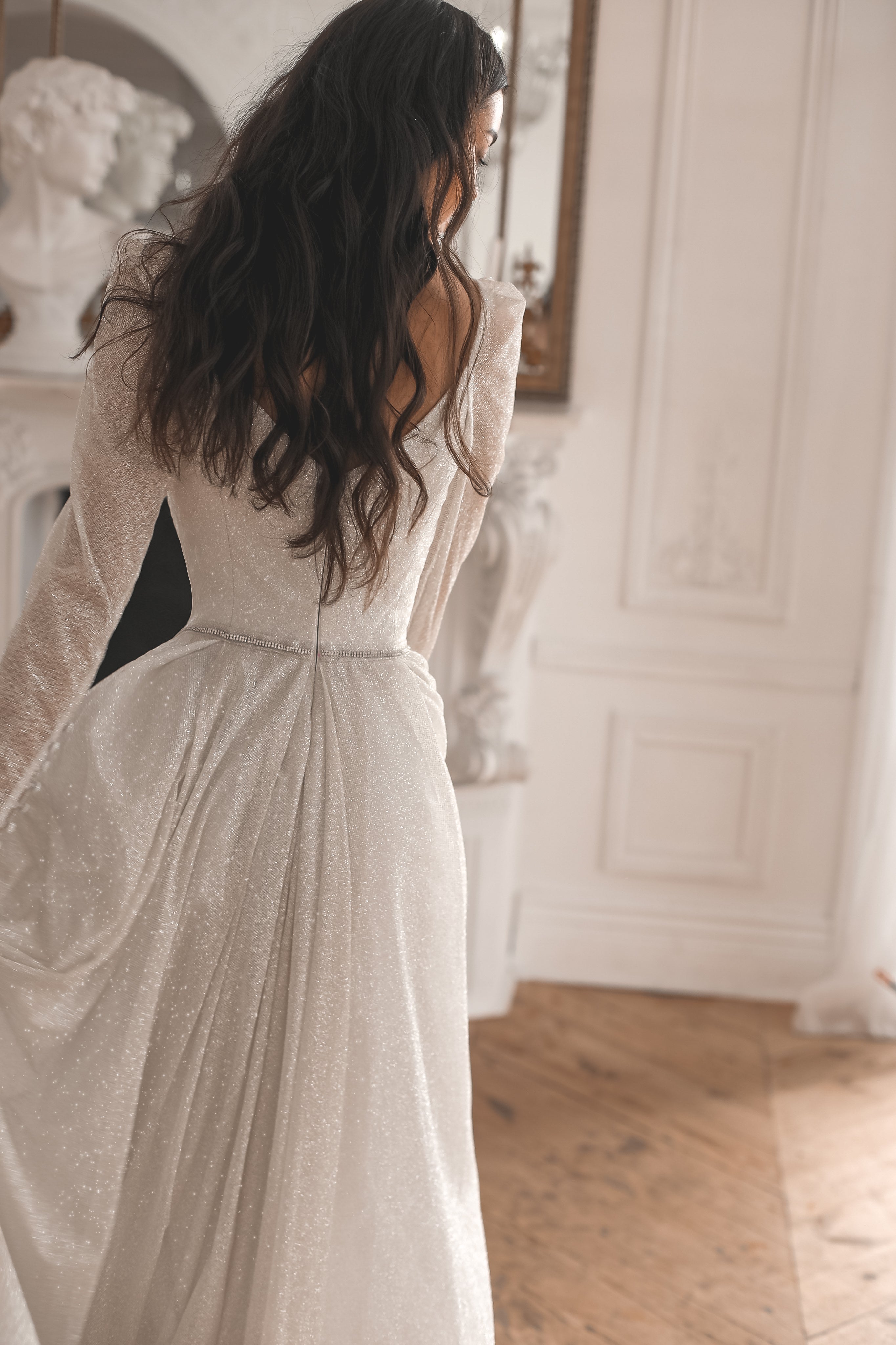Sparkly Wedding Dress Miranda - Elegant Beaded A-Line Gown for Brides | Perfect for Church, Beach, and Ballroom Weddings