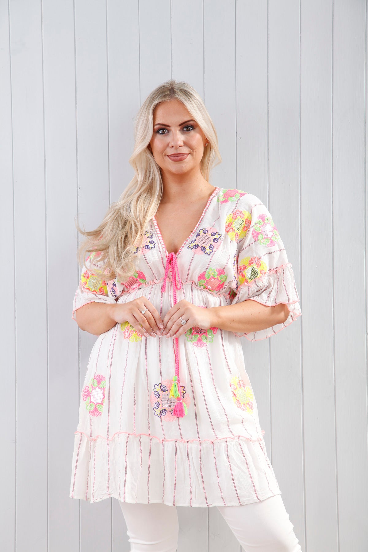 Amora Women's Casual Tunic Top in Pink - Flowy Loose Fit Blouse for Everyday Wear, Work & Outings