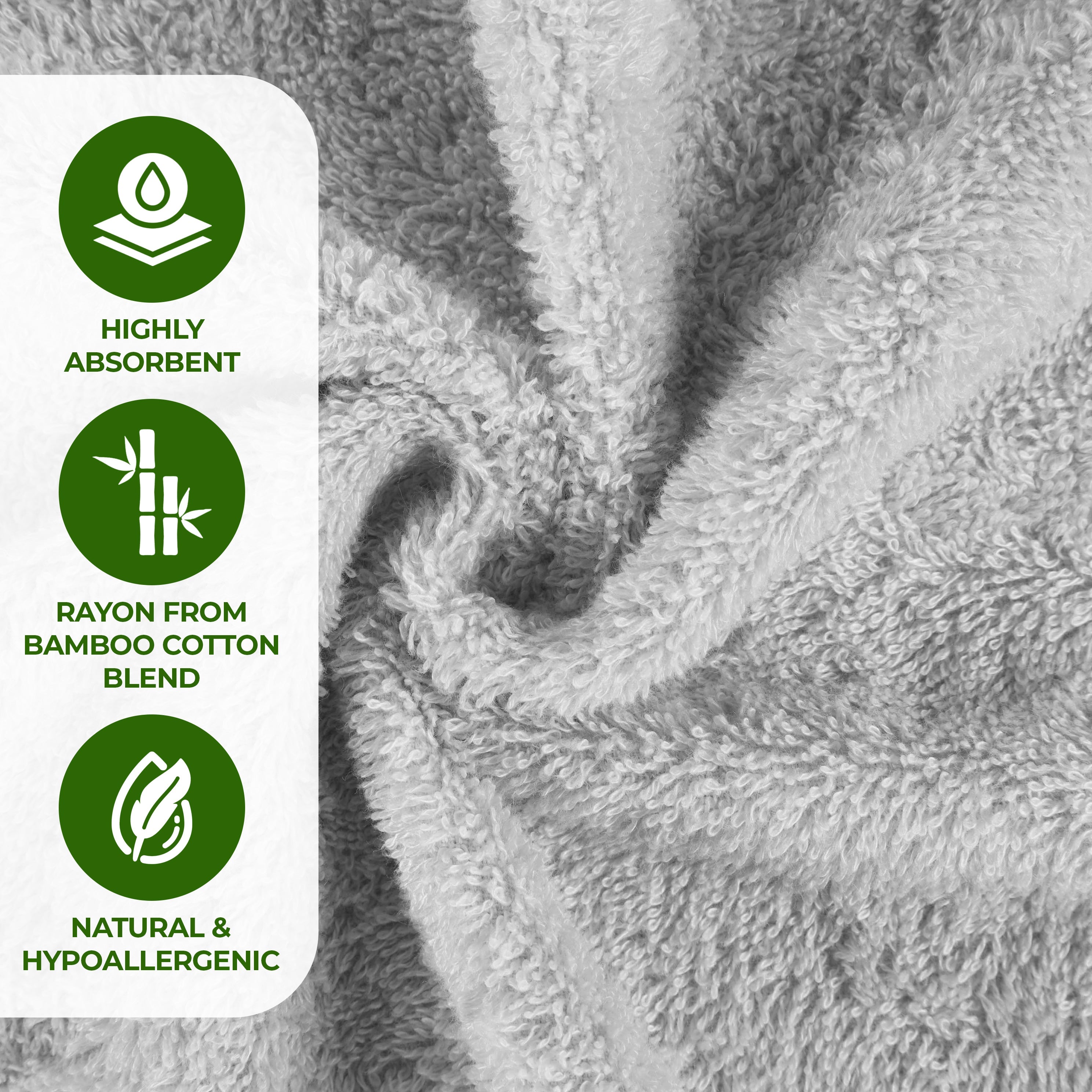 Premium 12-Piece Bamboo Rayon Towel Set - Ultra Soft, Eco-Friendly & Absorbent - Perfect for Bath, Spa, Gym & Luxury Home Use
