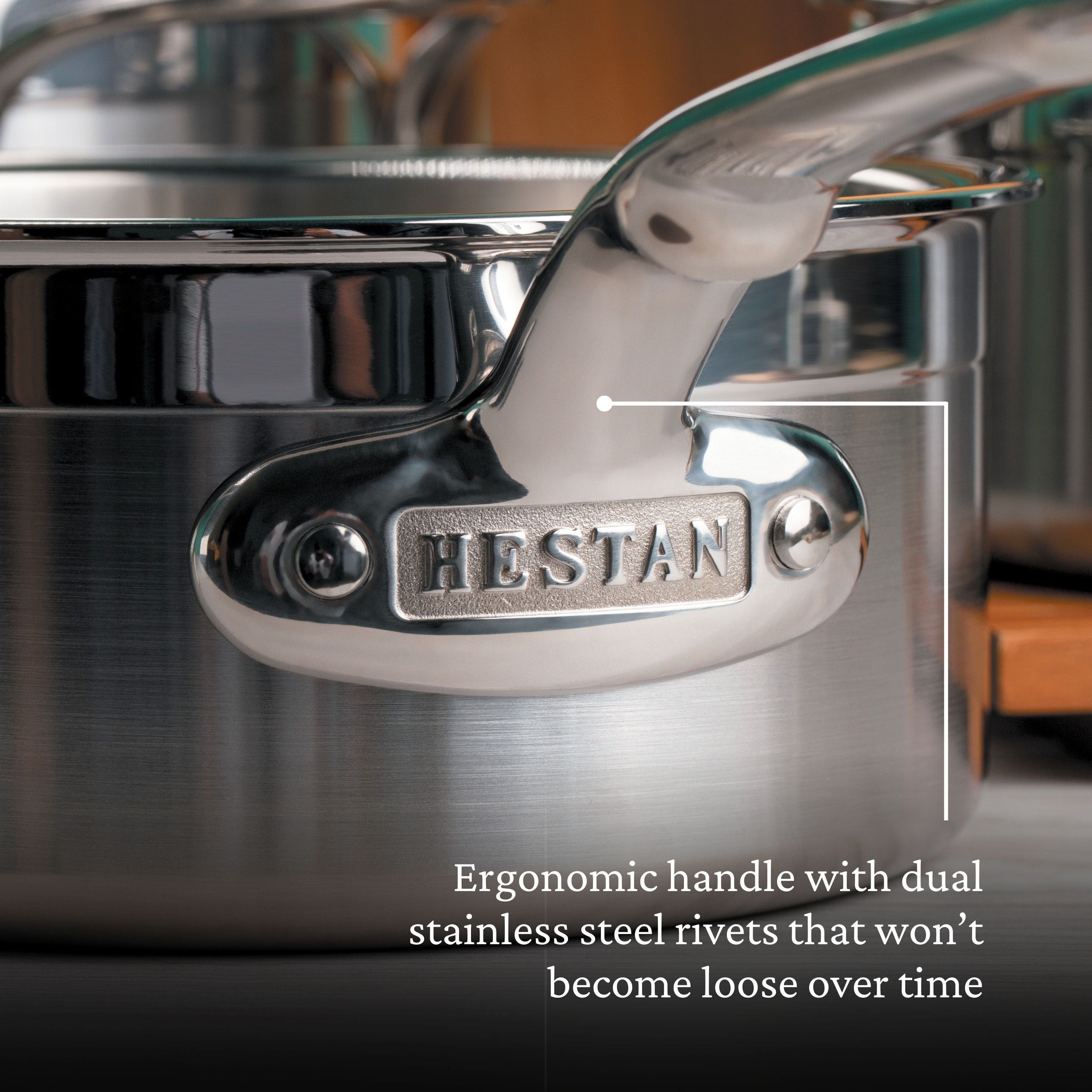 Hestan Probond Nonstick Covered Saucepan - 3 Qt Stainless Steel Cookware with Lid for Induction, Gas & Electric Stoves - Perfect for Sauces, Soups & Slow Cooking