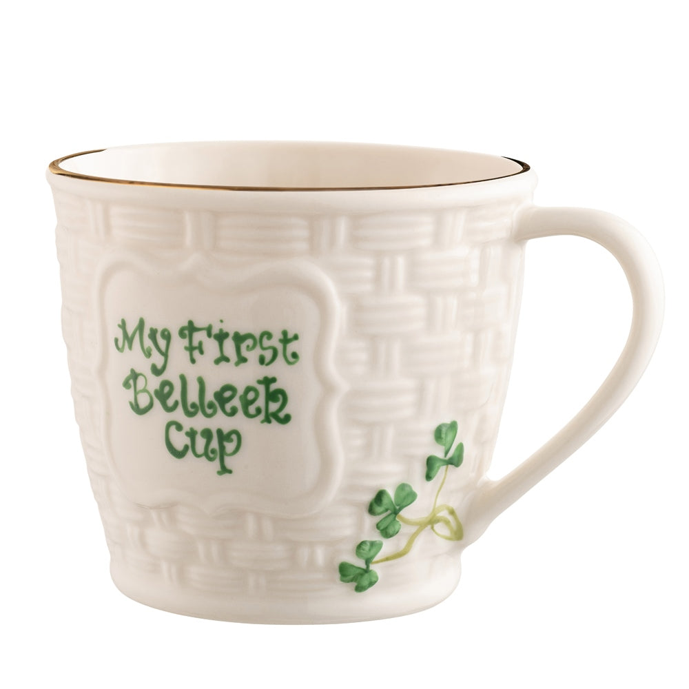 Belleek Classic Shamrock Keepsake - My First Belleek Cup - Irish Porcelain Tea Cup for St. Patrick's Day Gift & Collectible - Perfect for Afternoon Tea, Home Decor, and Special Occasions