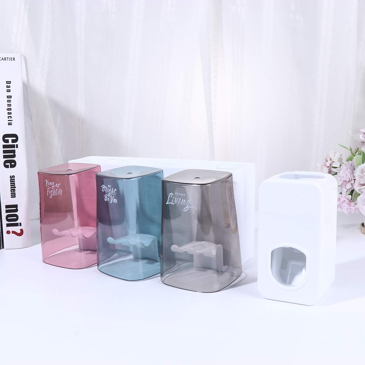 Cabilock Toothpaste & Toothbrush Holder Set - Wall Mount Bathroom Organizer for Toiletries - No Drilling White